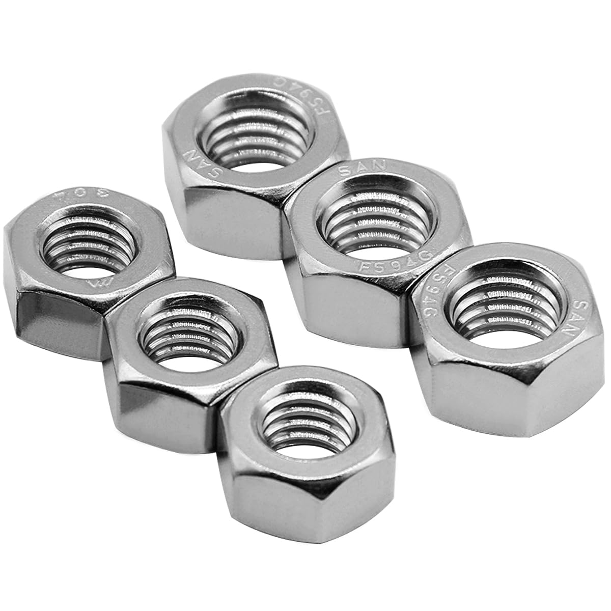 50PCS M6-1.0 Nuts 18-8 304 Stainless Hardware Nuts Commercial Grade for Boats Dock Car