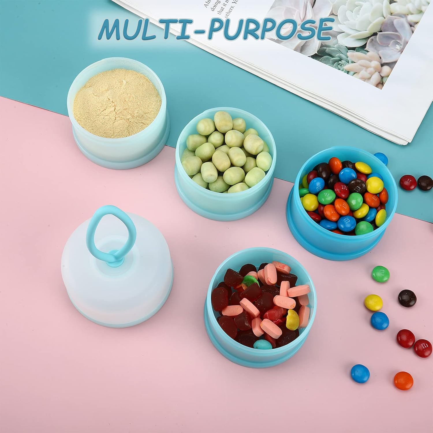 Baby Formula Dispenser On The Go, Stackable Formula Dispenser Formula Container to Go, Non-Spill Portable Milk Powder Kids Snack Storage Container, BPA Free