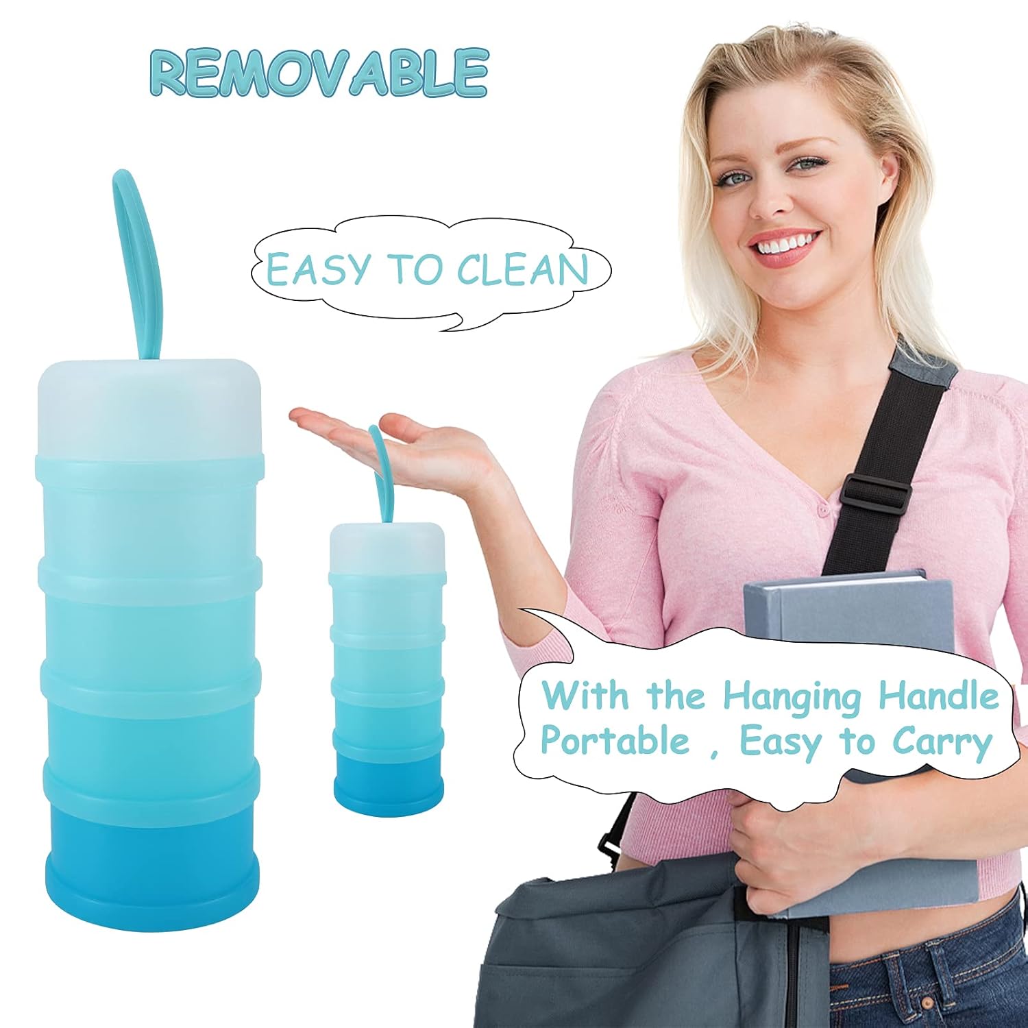 Baby Formula Dispenser On The Go, Stackable Formula Dispenser Formula Container to Go, Non-Spill Portable Milk Powder Kids Snack Storage Container, BPA Free