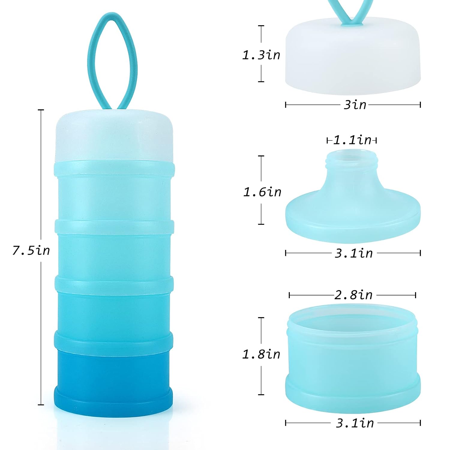 Baby Formula Dispenser On The Go, Stackable Formula Dispenser Formula Container to Go, Non-Spill Portable Milk Powder Kids Snack Storage Container, BPA Free