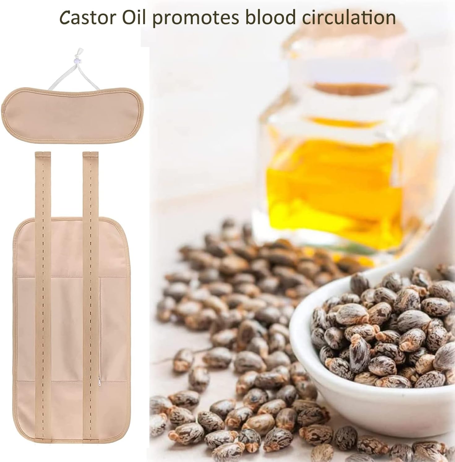 2 Pack Castor Oil Pack Wrap, Reusable Organic Castor Oil Pack Kit, Castor Oil Packs with Adjustable Elastic Strap Bamboo Cotton Machine Washable Anti Oil Leak Pink