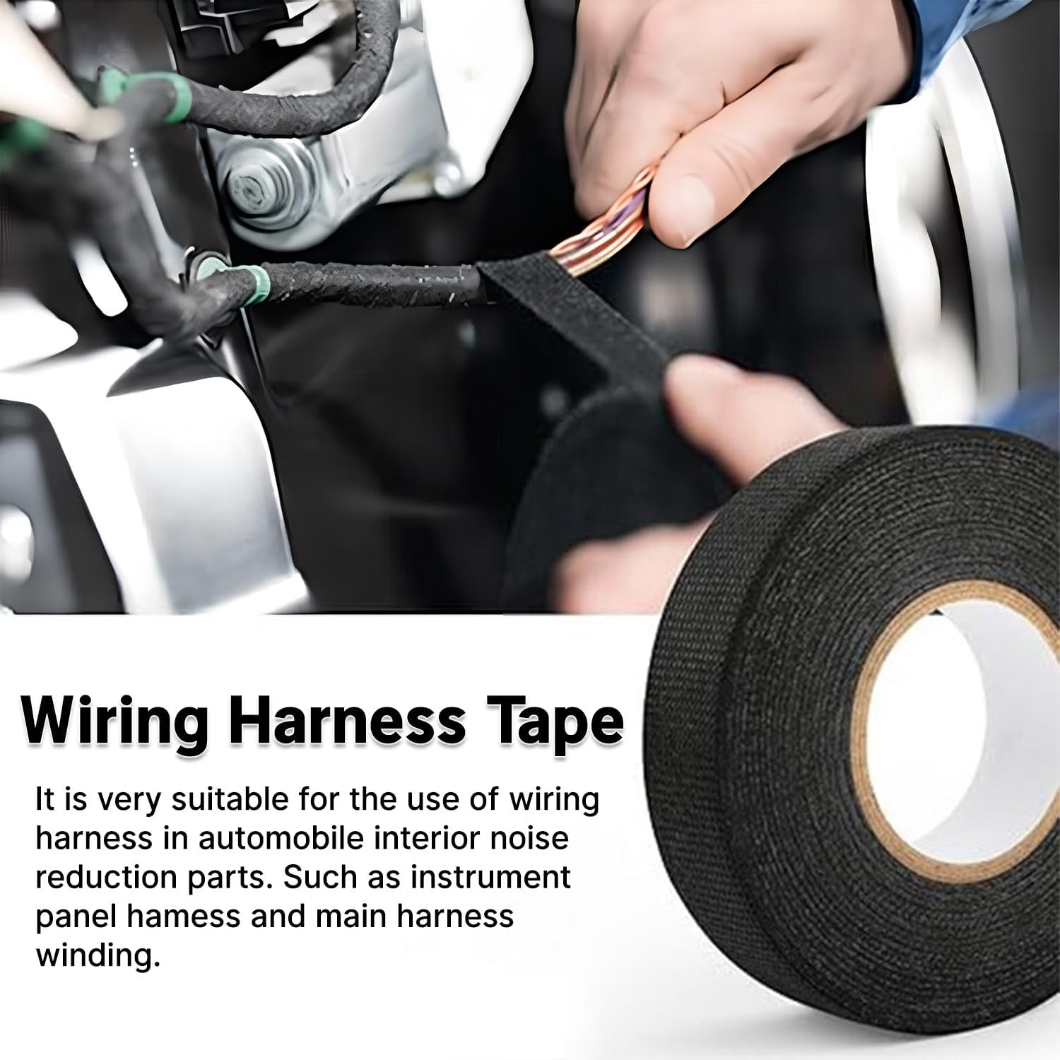 Wire Harness Tape for Electrical Automotive Engine Harness Wrap Protection Noise Damping Cables Fixed 0.59 Inch x 82 FT