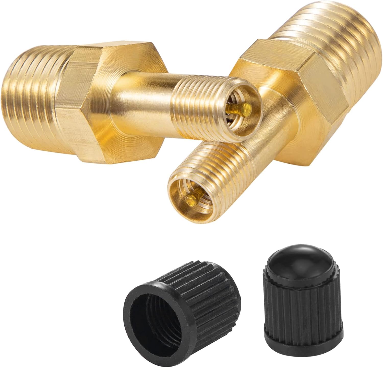 1/4" Inflation Schrader Valve with Push to Connect for 1/4" OD Air Line Tubing and Air Spring Suspension for Semi Truck Trailer Tractor