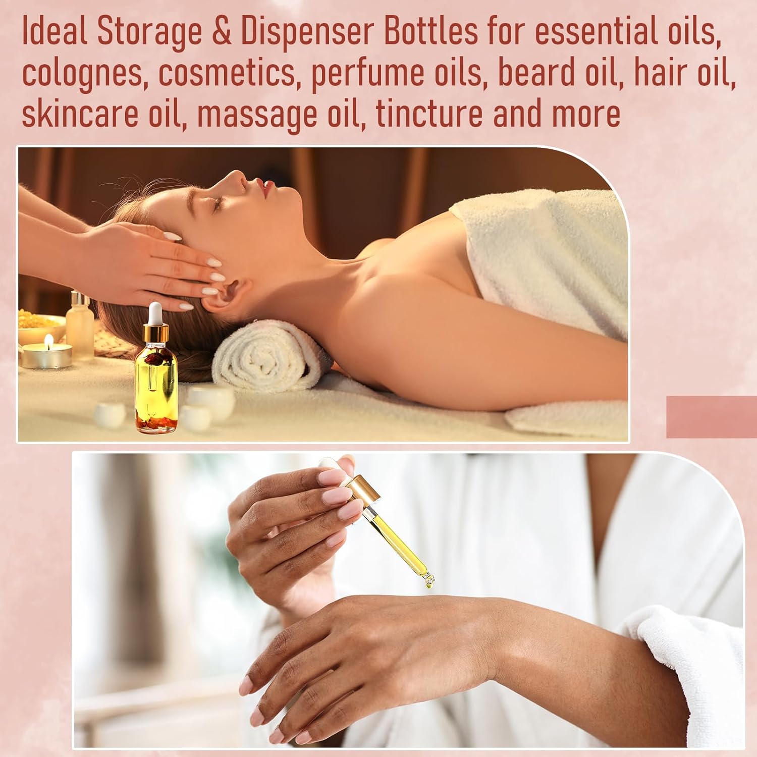4 Pcs, 1 oz Golden Cap Clear Dropper Bottles 30ml with 1 Funnel & 4 Labels - Glass Tincture Bottles with Eye Droppers - Leakproof Essential Oil Bottles for Health, Personal Care & Beauty