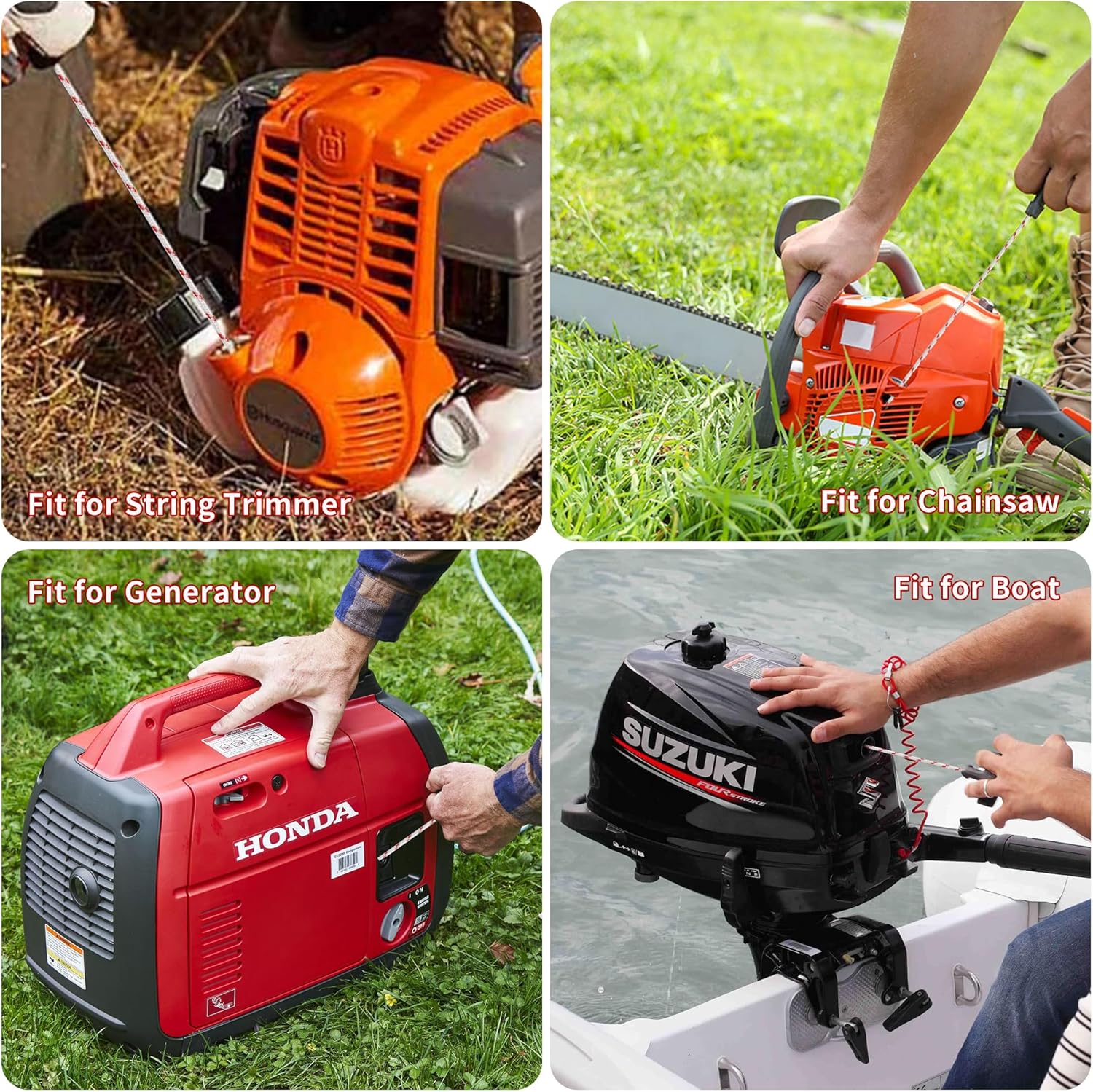 2 Packs Pull Cord Handle, Gasoline Engine Pull Starter Handle Grip, Lawn Mower Pull Handle for Generator, Chainsaw, Trimmer Edger Brush Cutter Engine Parts, 2.84Inch Long and 0.65Inch Width Handle
