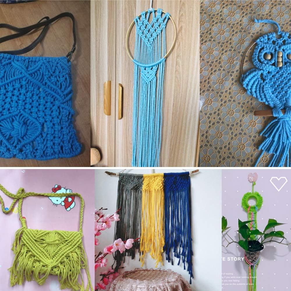 Macrame Cord - 3MM Cotton Twine, 328Ft Lake Blue Cotton String, Bakers String for DIY Crafts, Knitting, Plant Hangers