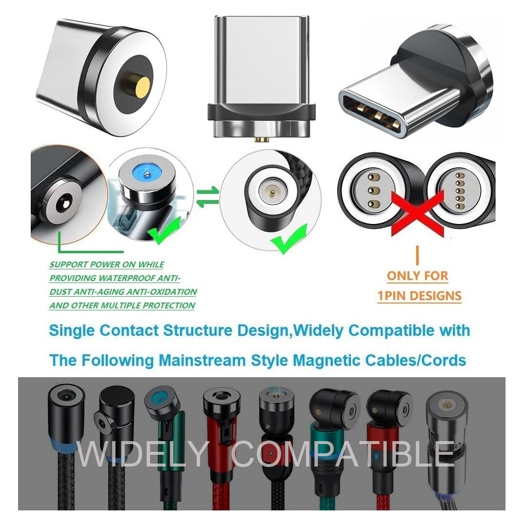 Magnetic Charging Tip Series,Type-c Tips 4 Pack,Magnetic Type-C Tips,Just 4 USB-C Tips Without Cable&Non-Data