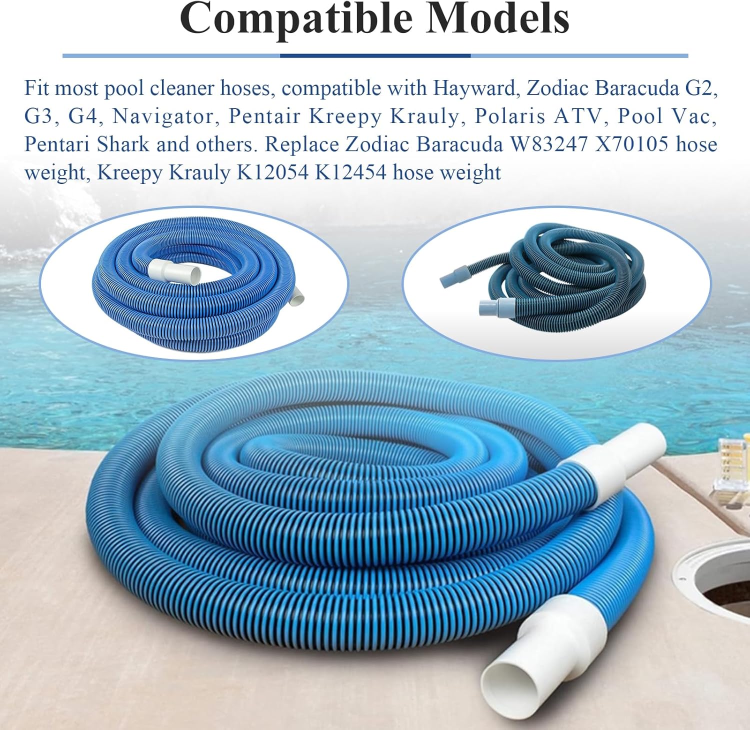 2 Pcs Pool Cleaner Hose Weight, Fit for Zodiac Baracuda W83247 X70105 Model G2 G3 G4, Pentair Kreepy Krauly Hose Weight K12054 K12454, Pentari Shark, Hayward Navigator Pool Vac,Polaris ATV