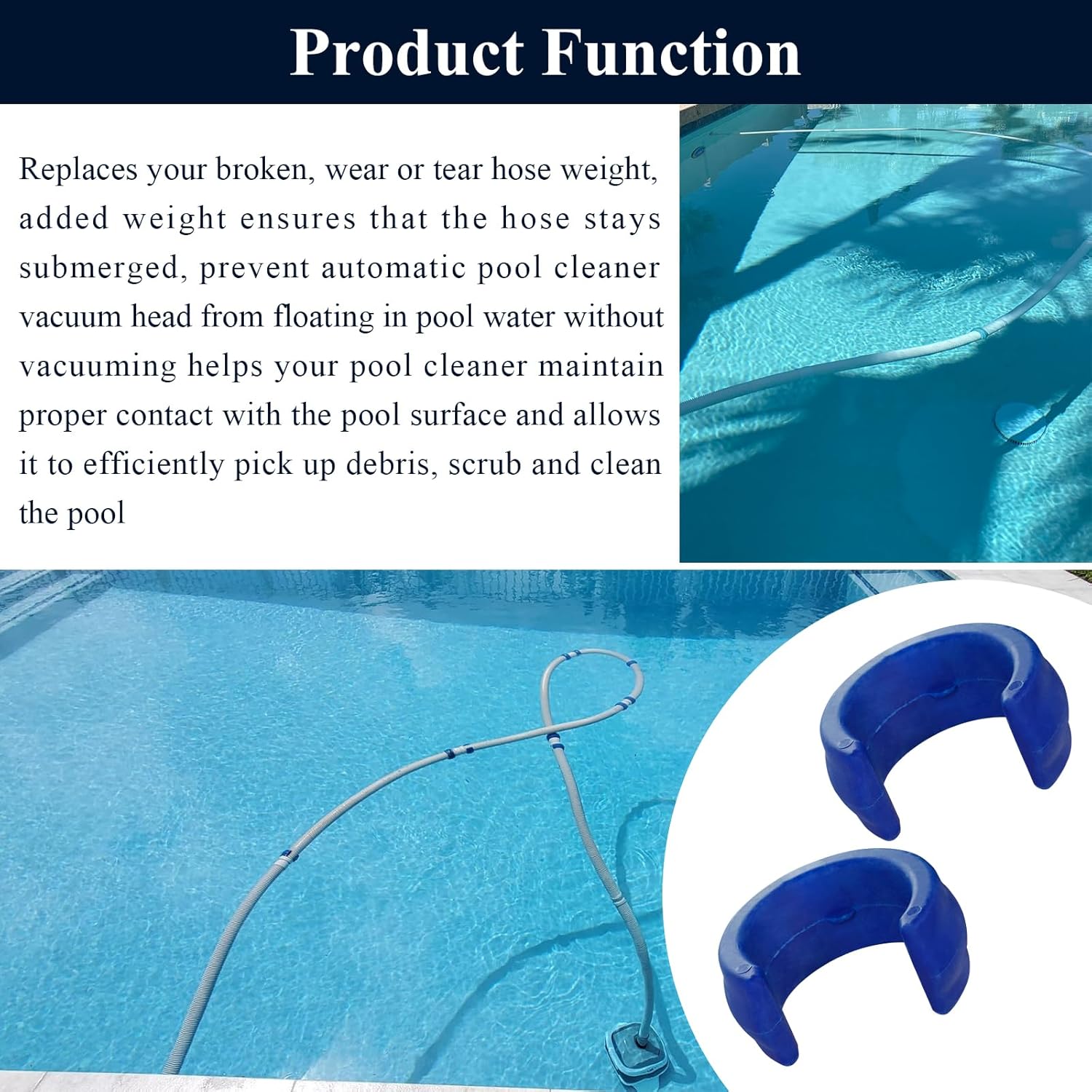 2 Pcs Pool Cleaner Hose Weight, Fit for Zodiac Baracuda W83247 X70105 Model G2 G3 G4, Pentair Kreepy Krauly Hose Weight K12054 K12454, Pentari Shark, Hayward Navigator Pool Vac,Polaris ATV