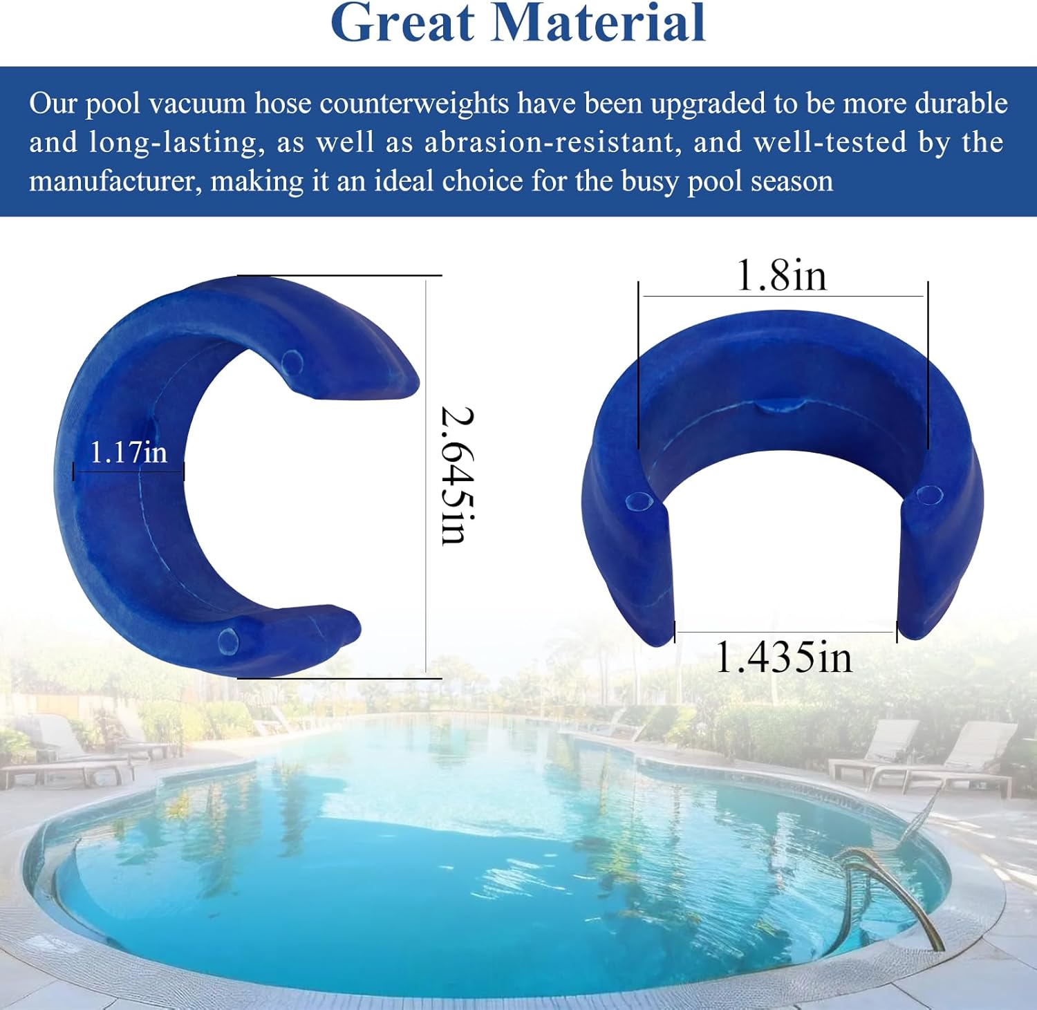 2 Pcs Pool Cleaner Hose Weight, Fit for Zodiac Baracuda W83247 X70105 Model G2 G3 G4, Pentair Kreepy Krauly Hose Weight K12054 K12454, Pentari Shark, Hayward Navigator Pool Vac,Polaris ATV