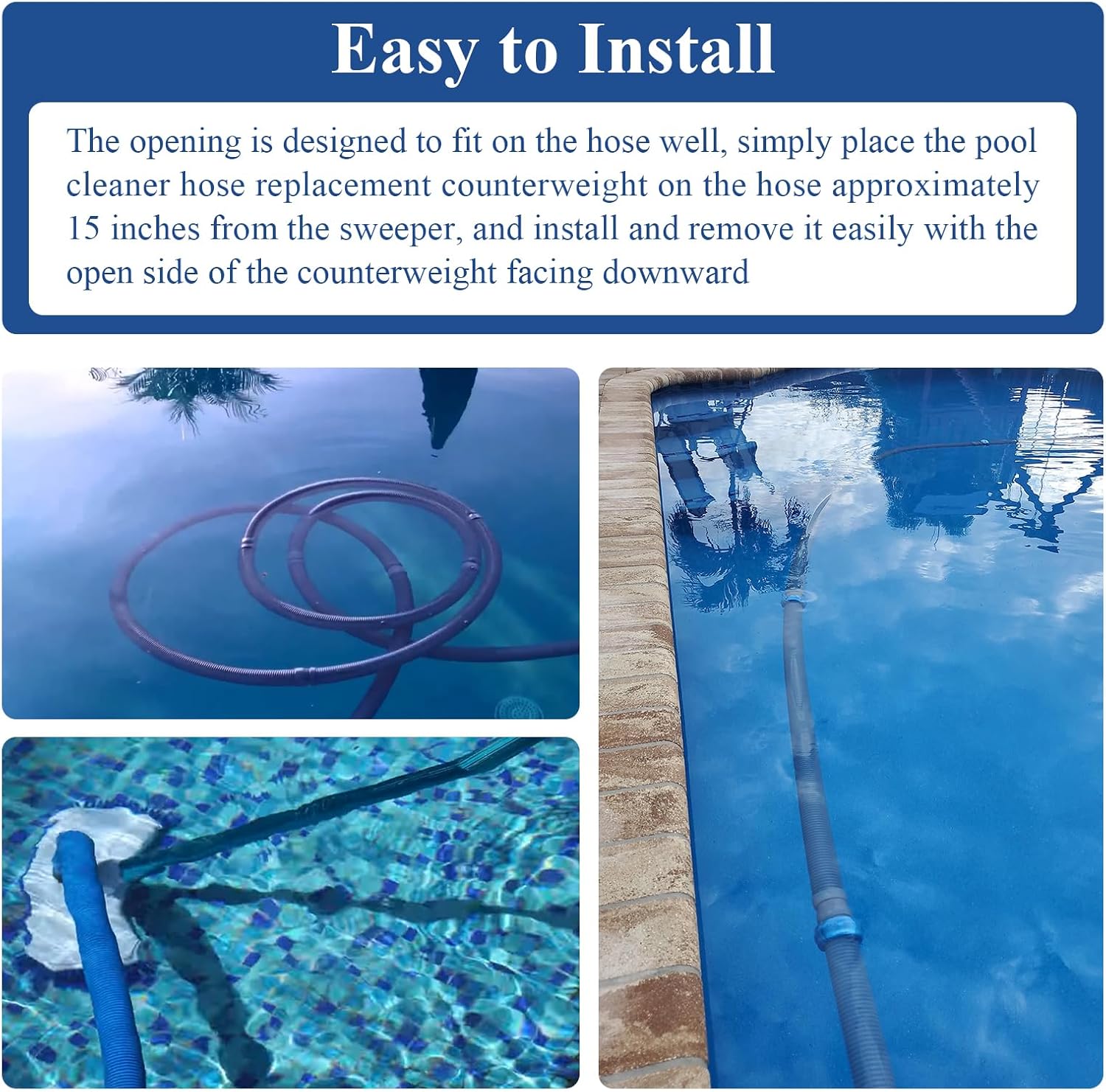 2 Pcs Pool Cleaner Hose Weight, Fit for Zodiac Baracuda W83247 X70105 Model G2 G3 G4, Pentair Kreepy Krauly Hose Weight K12054 K12454, Pentari Shark, Hayward Navigator Pool Vac,Polaris ATV