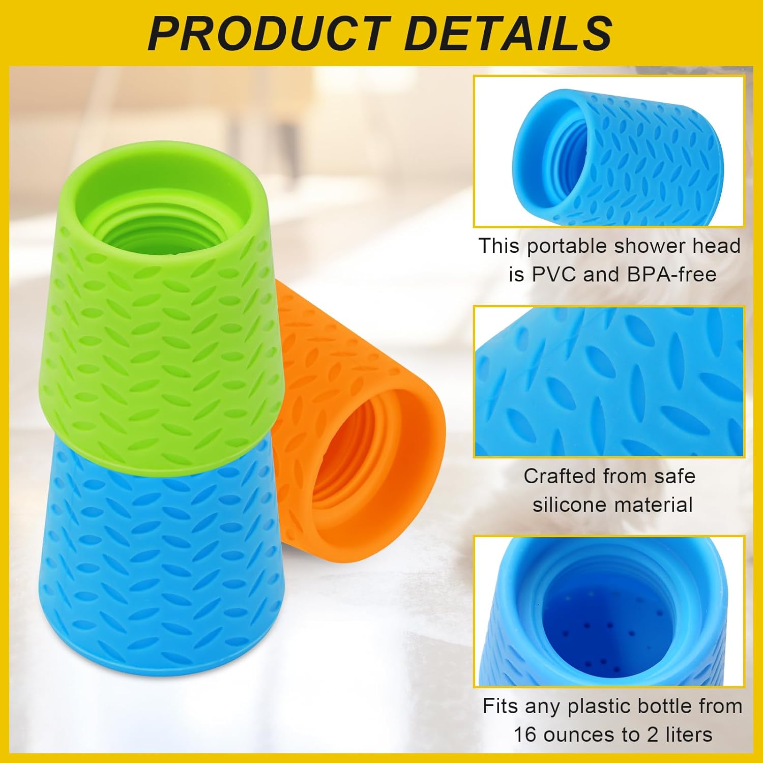 Portable Outdoor Shower for Dogs, Portable Pet Shower Head Attachment Outdoor Water Sprayer Accessory, Fits Most Plastic Water Bottles for Camping Hiking Beach 1 Pack, Blue