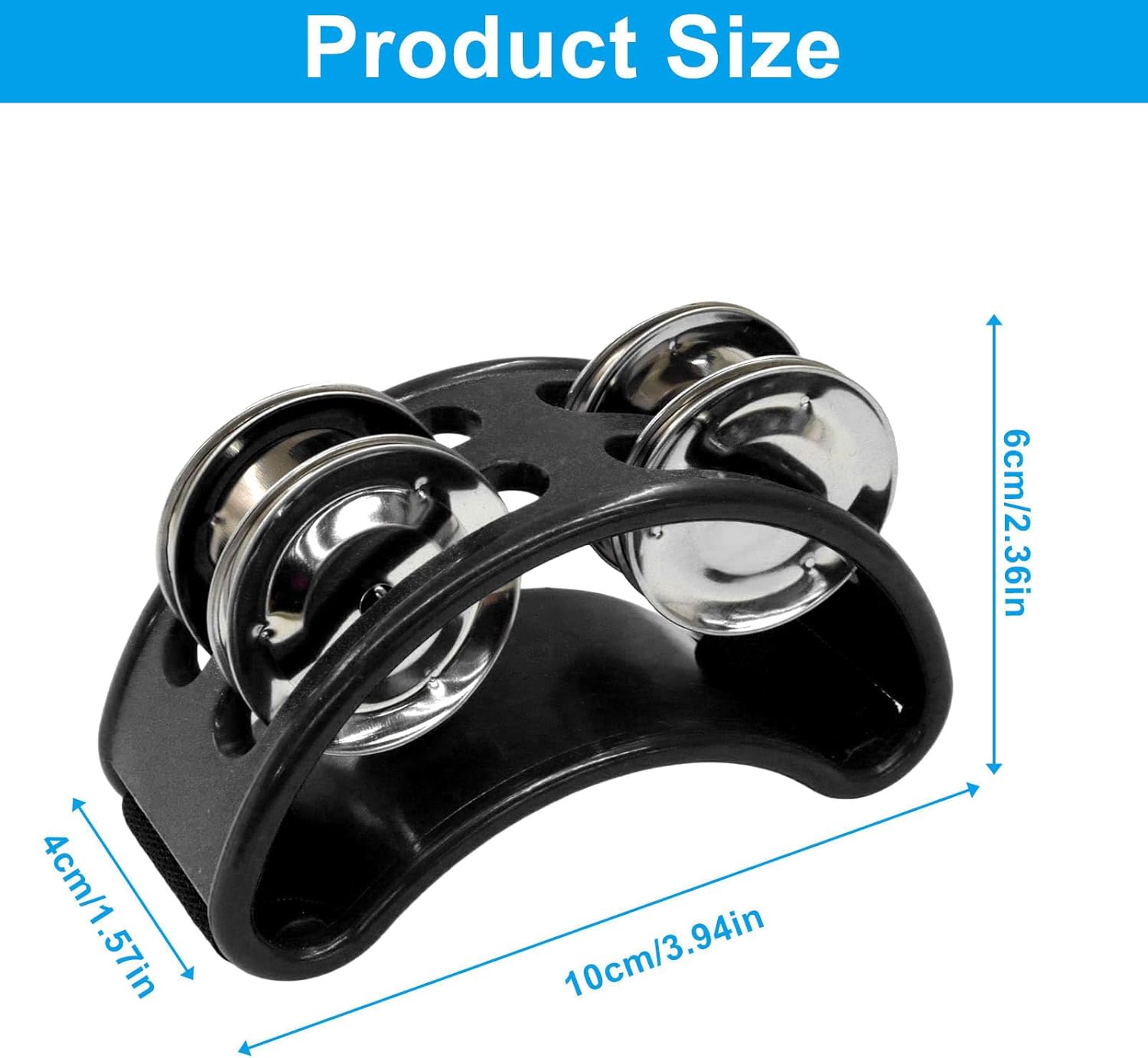 2 PCS Foot Tambourine Percussion Musical Foot Tambourine Pedal Steel Jingle Bells, Percussion Instrument Foot Shaker Adjustable, Steel Jingle Bells for Drum & Guitar Playing/Adults, Black