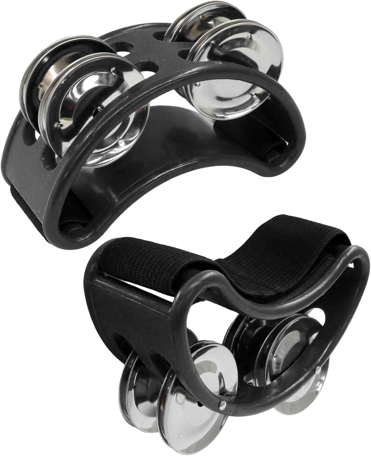 2 PCS Foot Tambourine Percussion Musical Foot Tambourine Pedal Steel Jingle Bells, Percussion Instrument Foot Shaker Adjustable, Steel Jingle Bells for Drum & Guitar Playing/Adults, Black