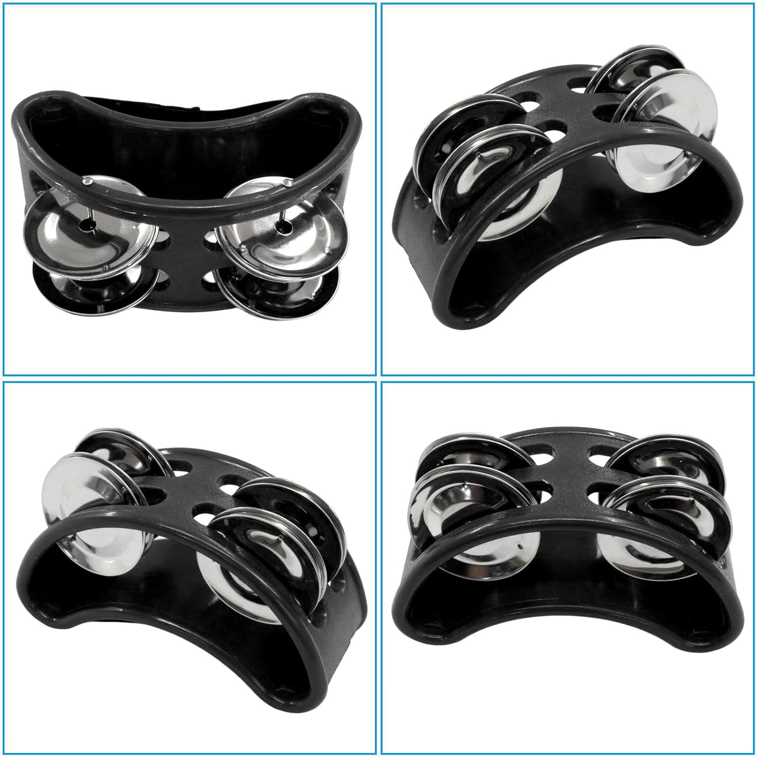 2 PCS Foot Tambourine Percussion Musical Foot Tambourine Pedal Steel Jingle Bells, Percussion Instrument Foot Shaker Adjustable, Steel Jingle Bells for Drum & Guitar Playing/Adults, Black