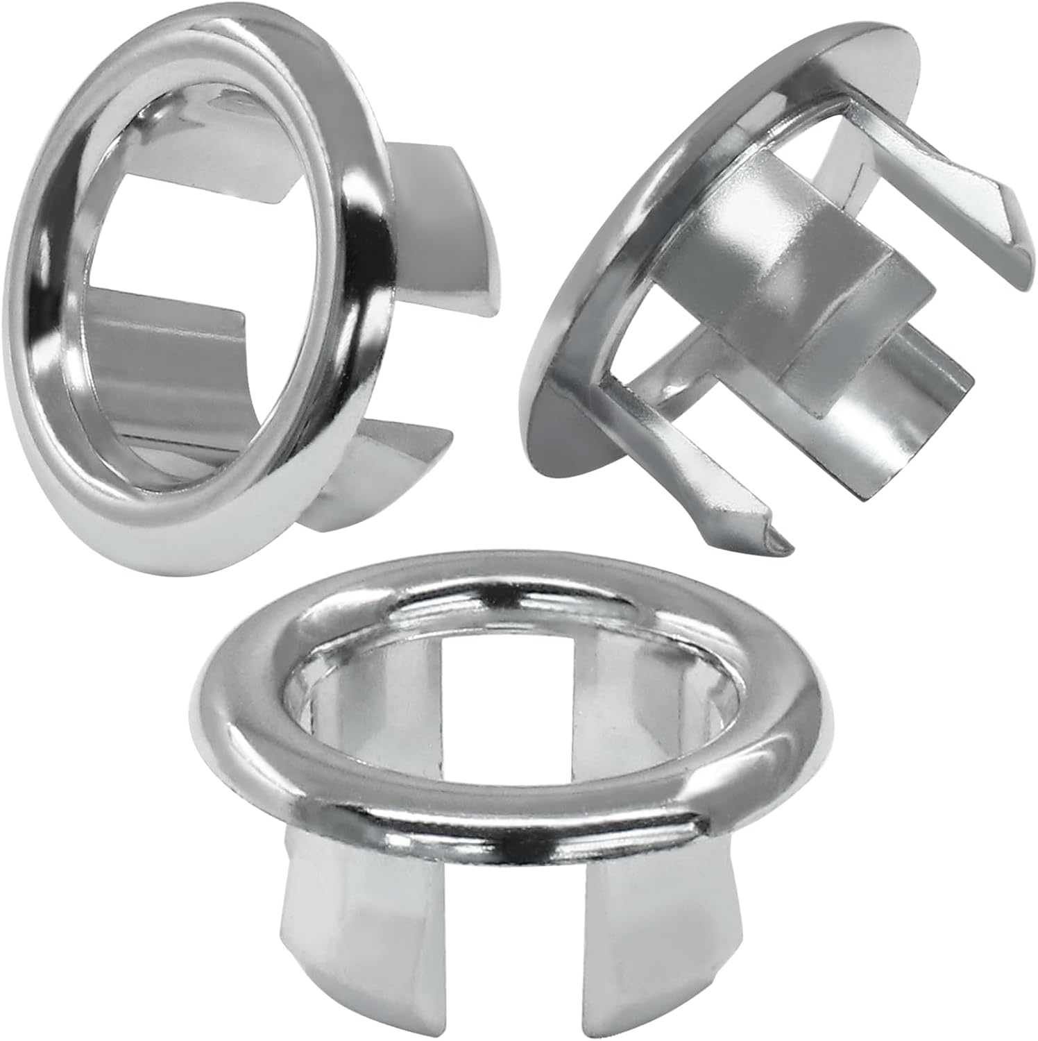 6 Pack Sink Overflow Ring Round Basin Trim Drain Cap Cover Sink Basin Trim Overflow Cover Hole Insert in Cap for Kitchen Bathroom, Chrome