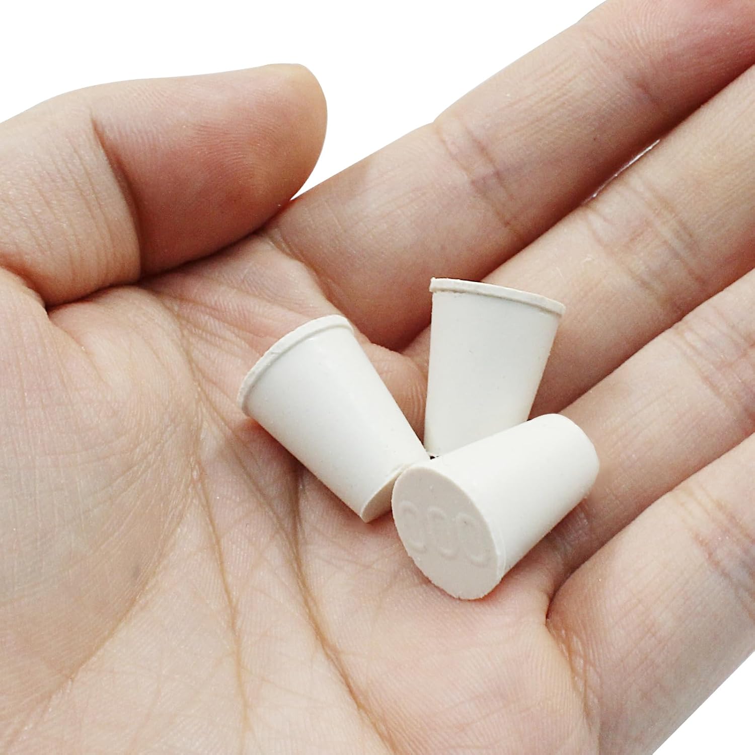 10 Pcs White Solid Rubber Stoppers 00# Tapered Lab Bungs Solid Rubber Stoppers Tapered Lab Seal Rubber Stoppers