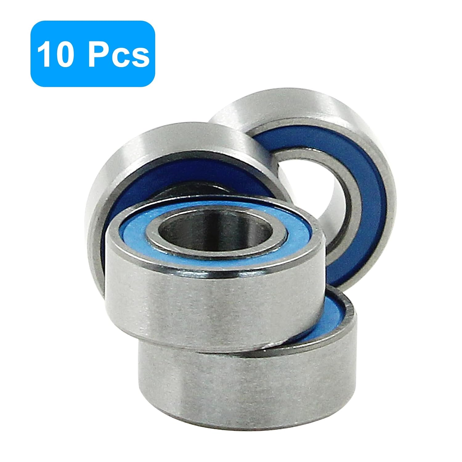 10 Pack MR105-2RS Ball Bearings, Bearing Steel and Double Rubber Sealed Miniature Deep Groove Ball Bearings, ID 4mm OD 9mm