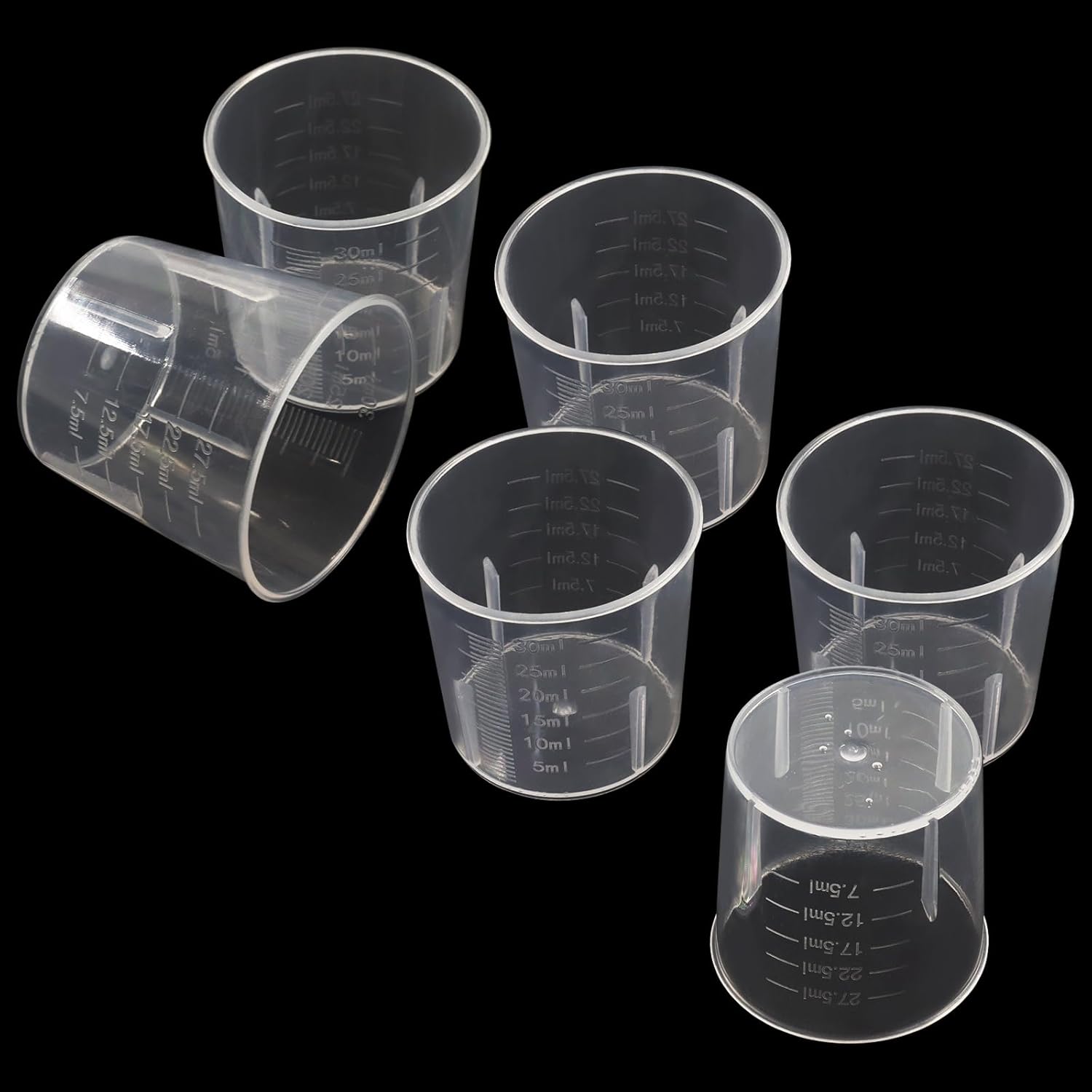 12 Pack 30ml/1.02oz Plastic Measuring Cups, Transparent Kitchen Cups Graduated Medicine Cups, Mini Clear Beakers for Baking Cooking Home Lab