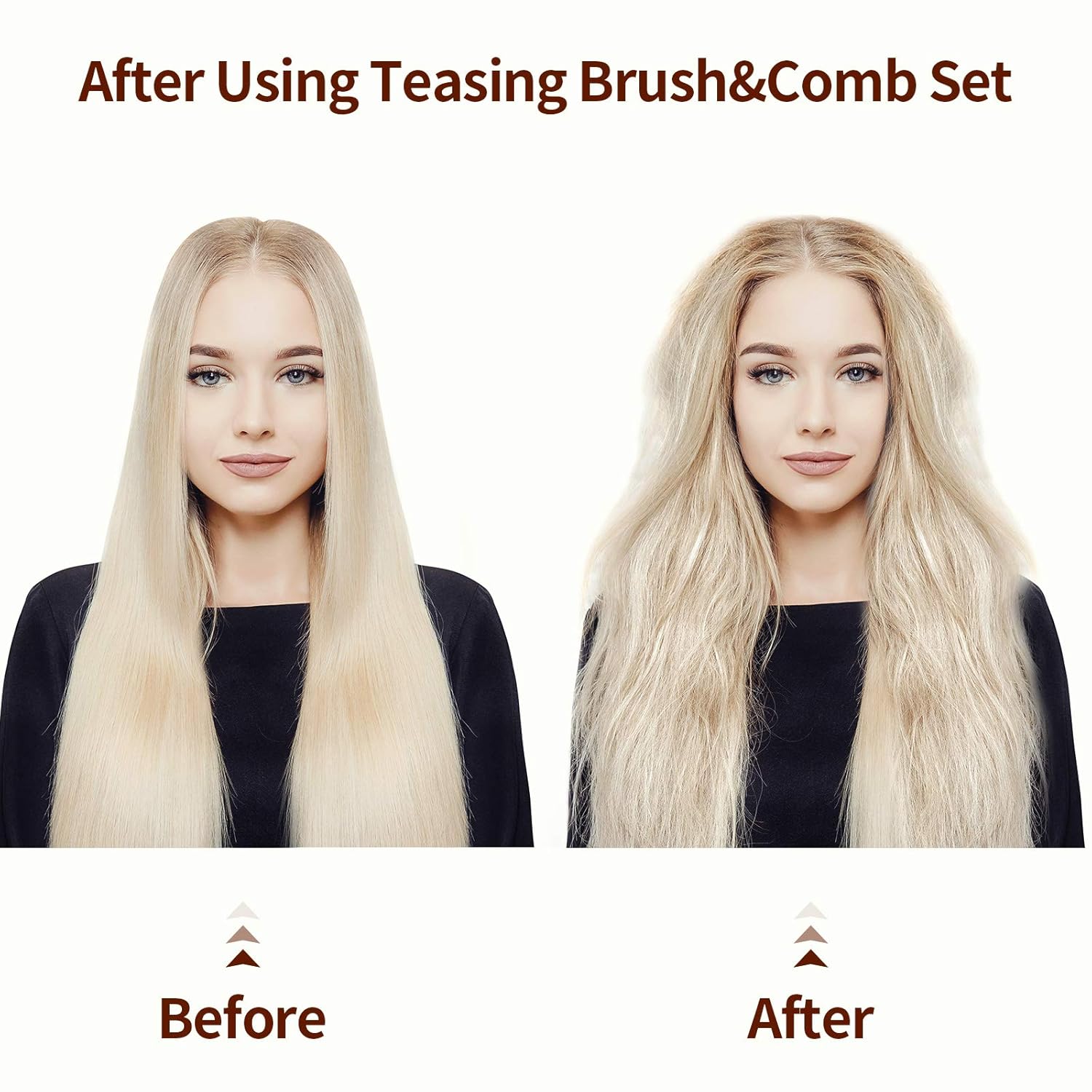 3 Pcs Hair Teasing Comb Set Includes 2 Nylon Triple Comb and Boar Bristle Teaser Brushes for Women Stylist Men Backcombing Slicking Curly Thick Wet Hair Black