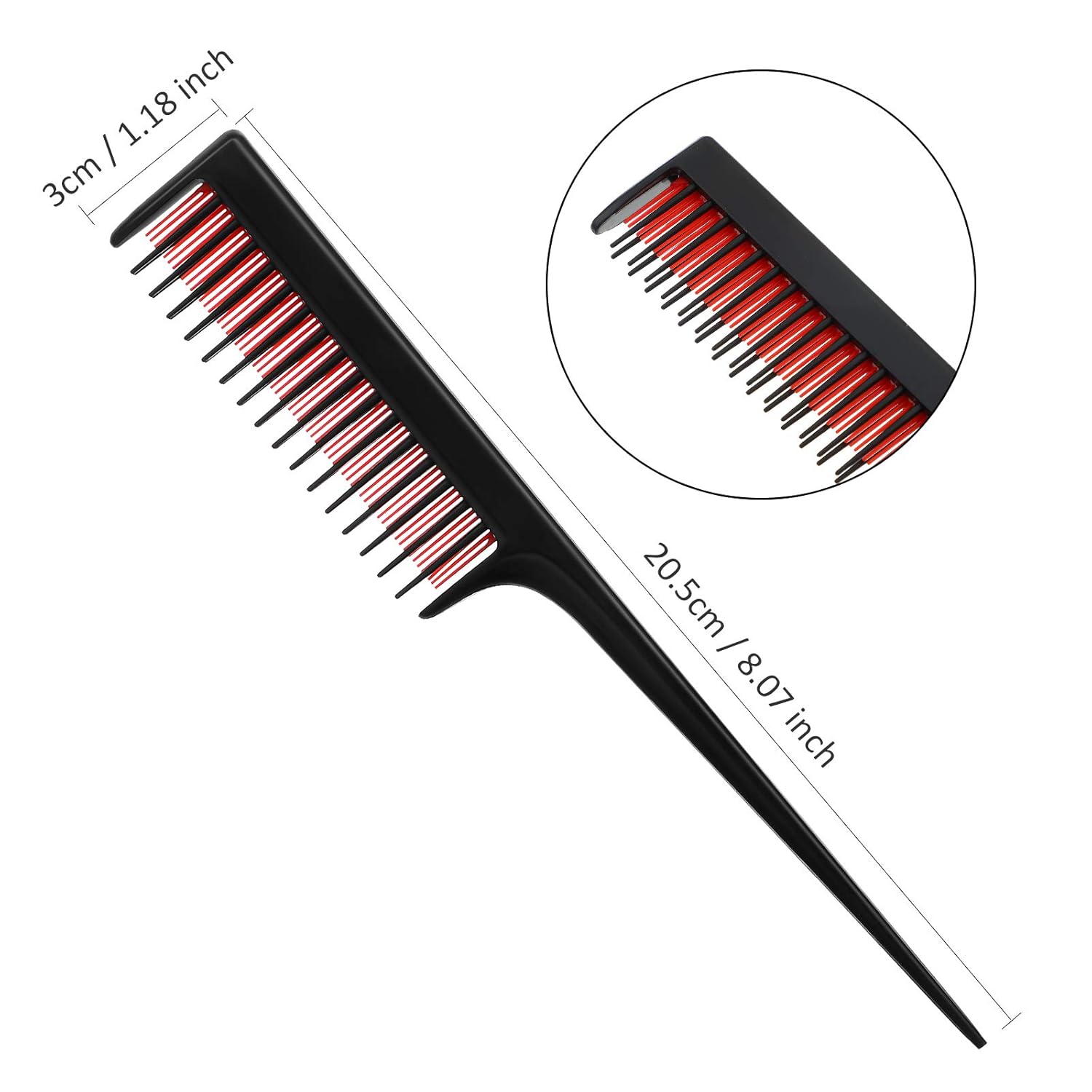 3 Pieces Hair Styling Comb Set for Women's Back Combing - Teasing/Fluffy Brush, Rat Tail Comb, and Triple Combing Comb Black