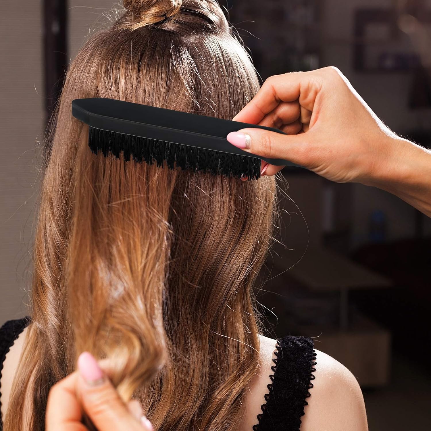 3 Pieces Hair Styling Comb Set for Women's Back Combing - Teasing/Fluffy Brush, Rat Tail Comb, and Triple Combing Comb Black