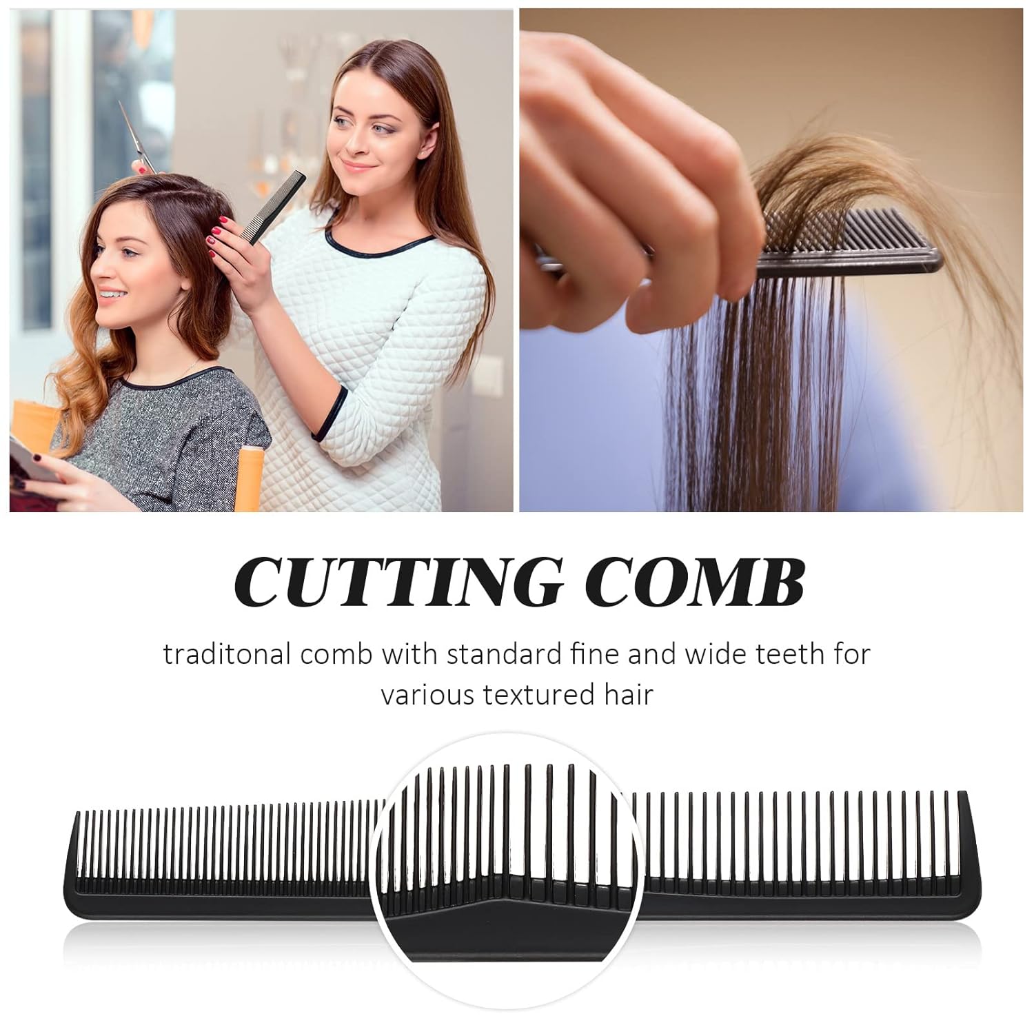 5 Pieces Hair Cutting Comb Set, Carbon Fiber Barber Comb Hair Styling Combs Fine Teeth Anti Static Heat Resistant Hairdressing Tapered Comb for Men Women