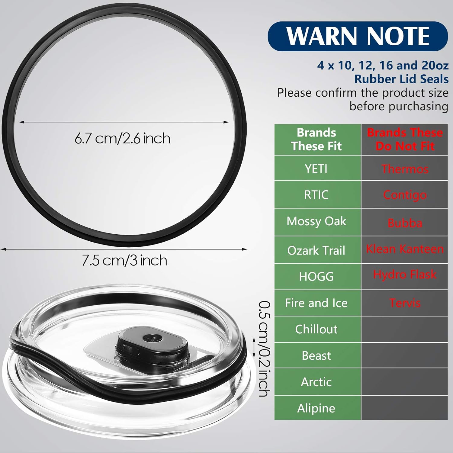 20 oz Replacement Rubber Lid Seals O Shaped Resealable Lid Gaskets for 10, 12, 16 and 20 Ounce Insulated Stainless Steel Tumblers 4 Pieces