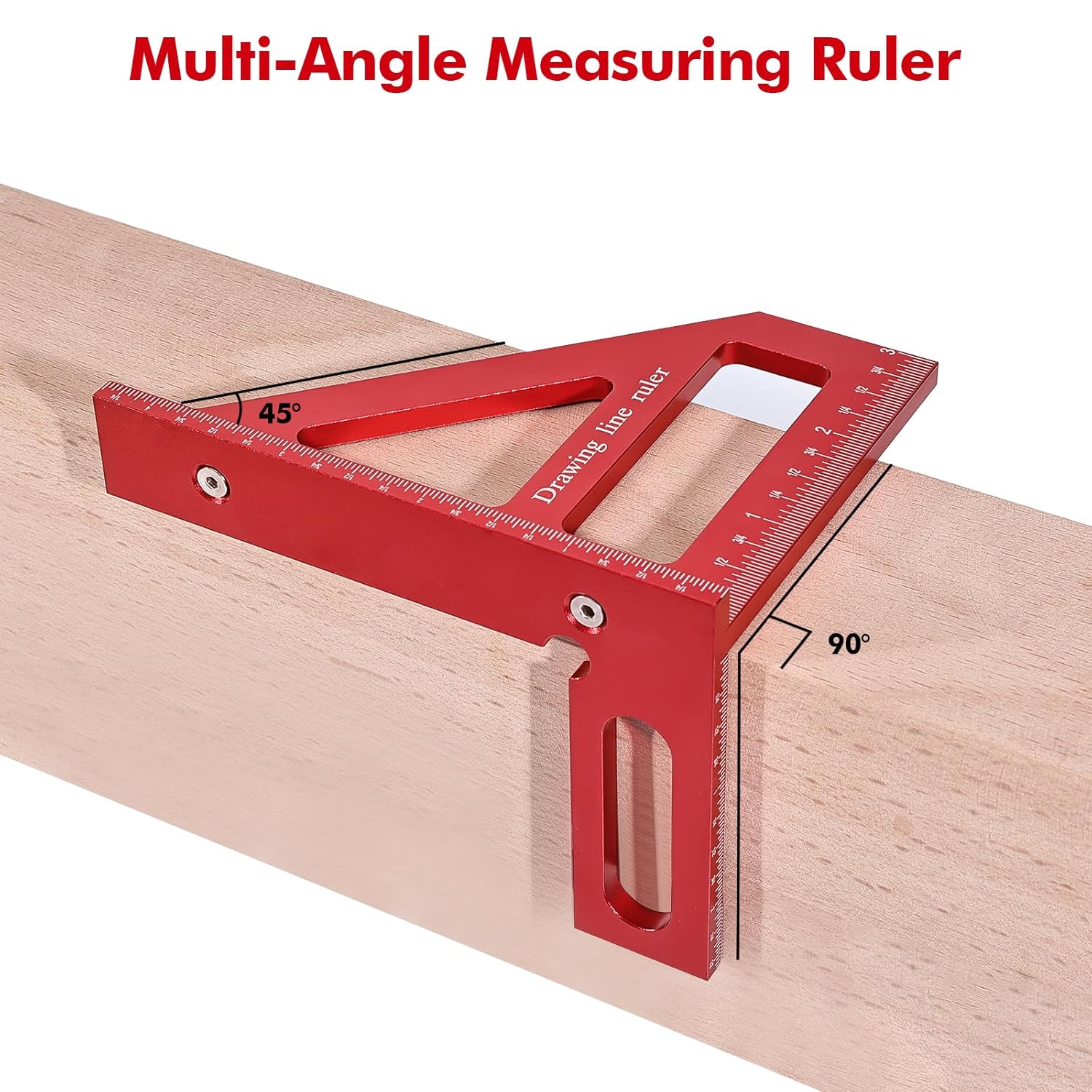 Mini 3D Multi-Angle Measuring Ruler, Precision Imperial 45/90 Degree Carpenter Square, Aluminum Alloy Miter Triangle Ruler and 3D Measuring Tool for Woodworking & Layout
