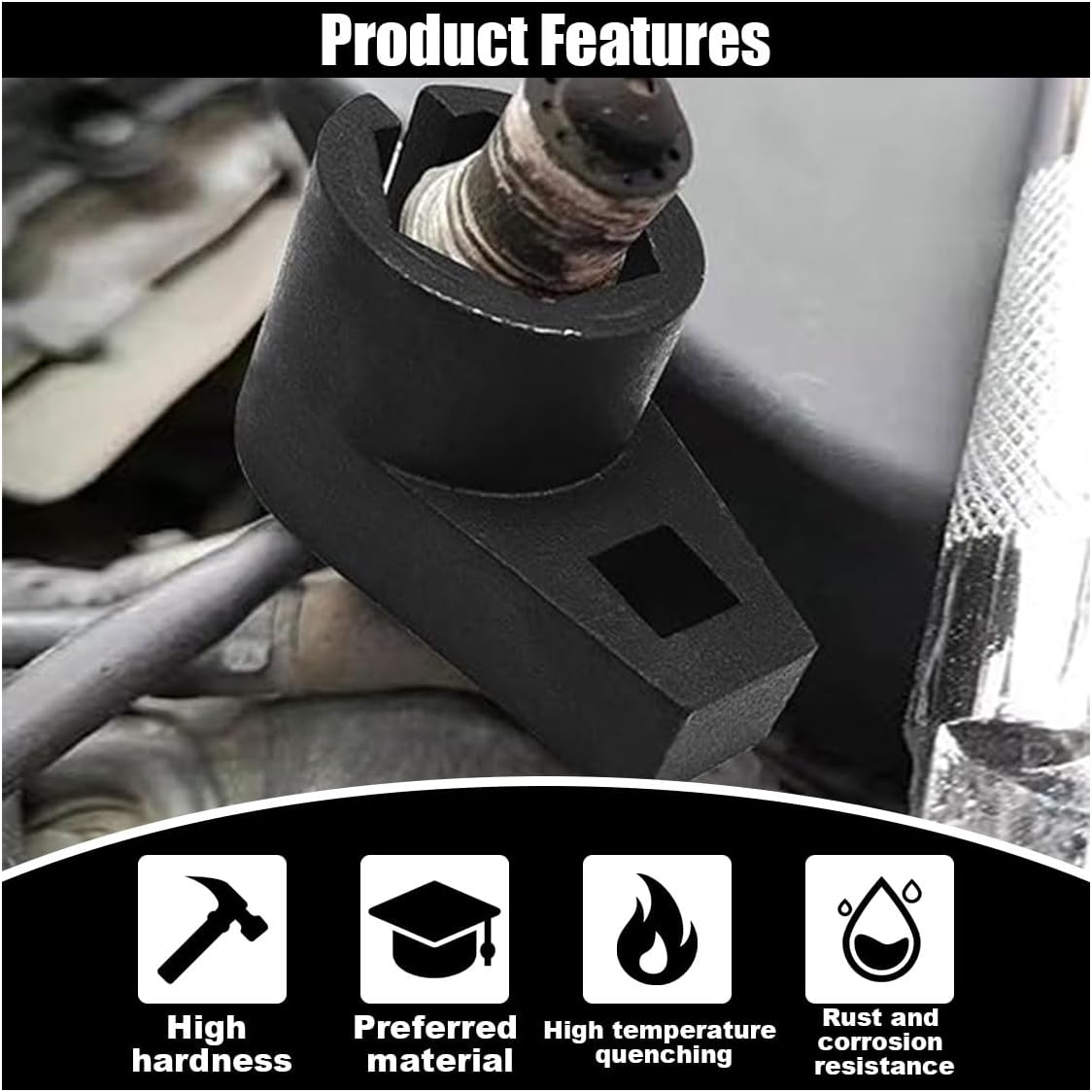 Car Offset Oxygen Sensor Socket, 3/8-Inch Drive, 7/8-Inch 22mm , Side Wire Gate Accesses Sensor for Protect Wire from Damage, Universal Car Accessories for Most Cars 3/8
