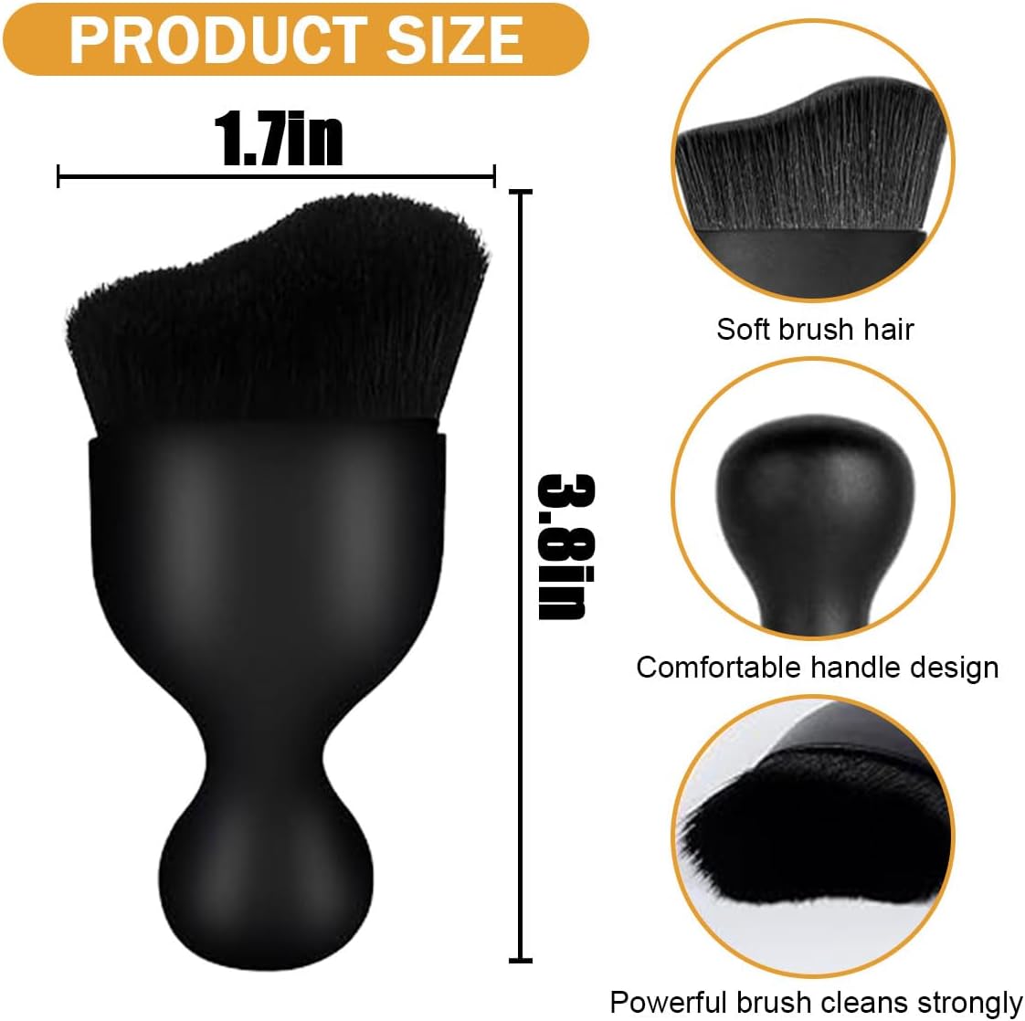 Car Interior Detailing Brush - Curved Soft Bristle Cleaning Brush, Dust Collectors Car Interior Cleaning Tool for Car Dashboard Air Conditioner Vents Leather, No Scratches Black/2PCS