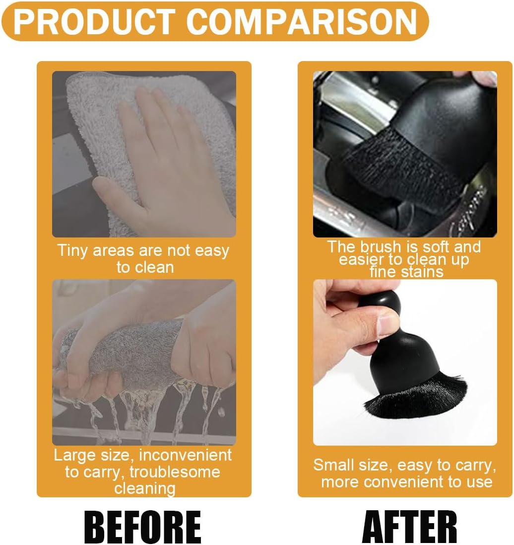 Car Interior Detailing Brush - Curved Soft Bristle Cleaning Brush, Dust Collectors Car Interior Cleaning Tool for Car Dashboard Air Conditioner Vents Leather, No Scratches Black/2PCS