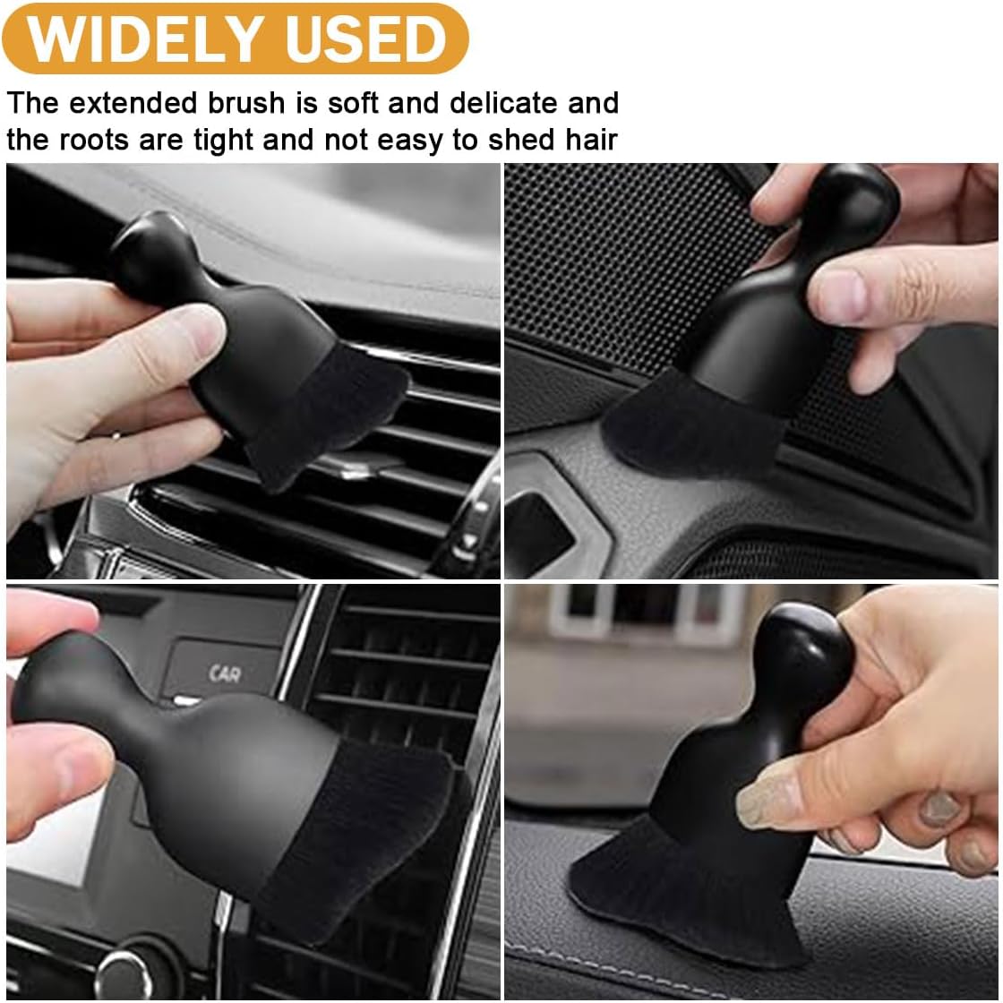 Car Interior Detailing Brush - Curved Soft Bristle Cleaning Brush, Dust Collectors Car Interior Cleaning Tool for Car Dashboard Air Conditioner Vents Leather, No Scratches Black/2PCS