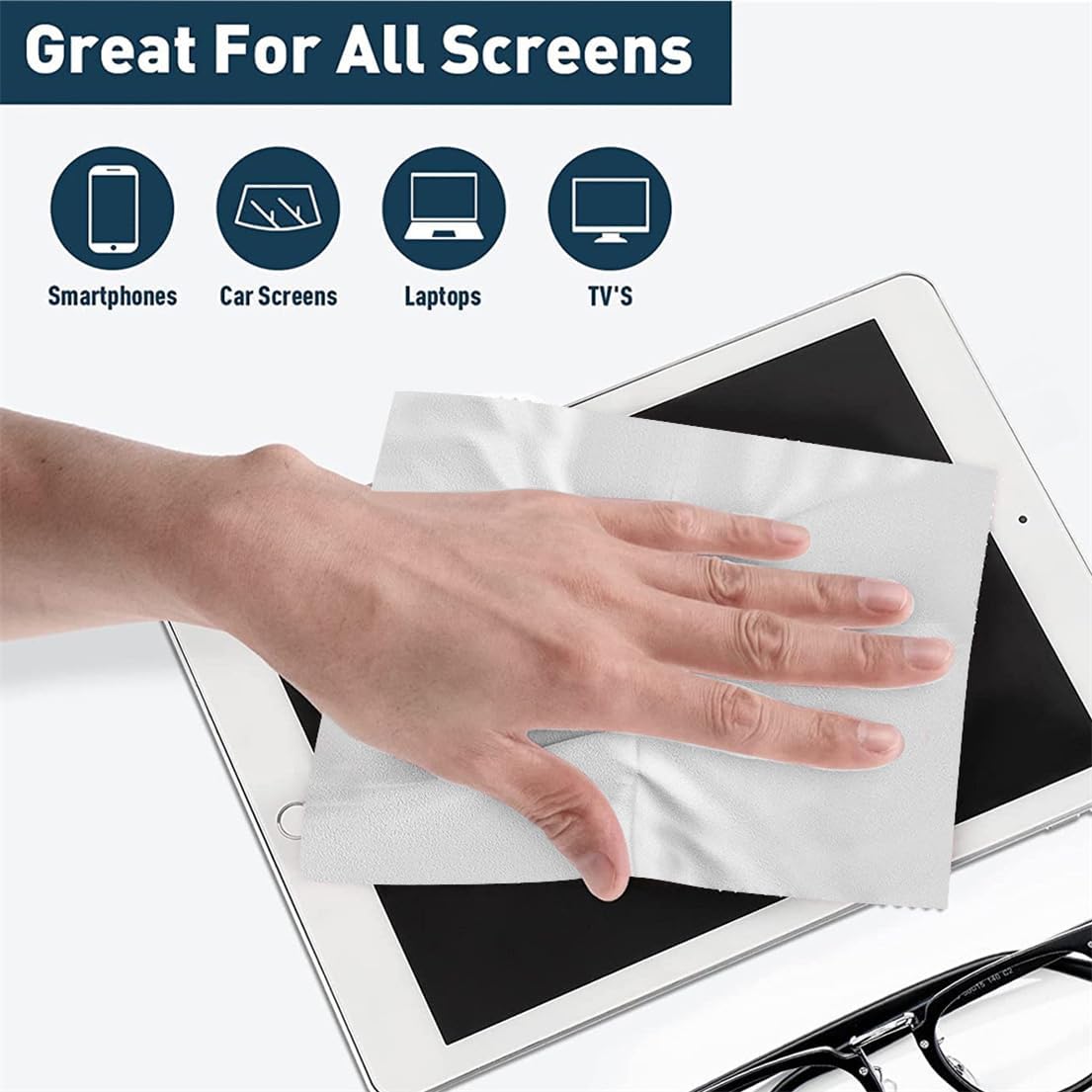 Microfiber Cleaning Cloth for Glasses, 30 Pack Ultra Fine Lens Cleaning Clothes for Screens Eyeglasses and Phones 6X7 INCH