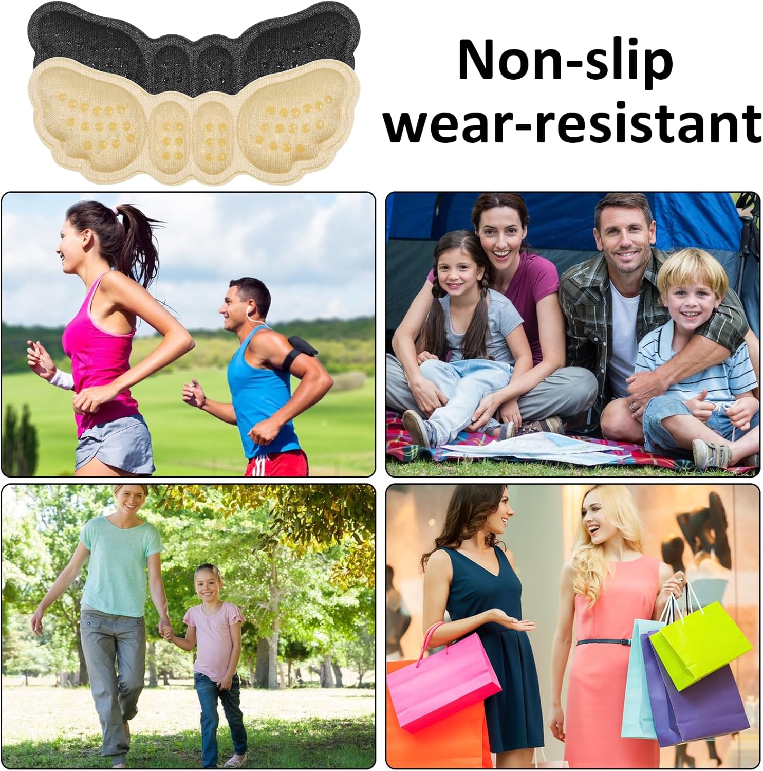 6 Pairs Heel Pads for Shoes, Soft Heel Grips Cushion Comfortable Heels Pads Cushion Protectors Inserts for Men Women Pain Relief, Improved Fit Loose Shoes, Comfort Protectors Black, Beige