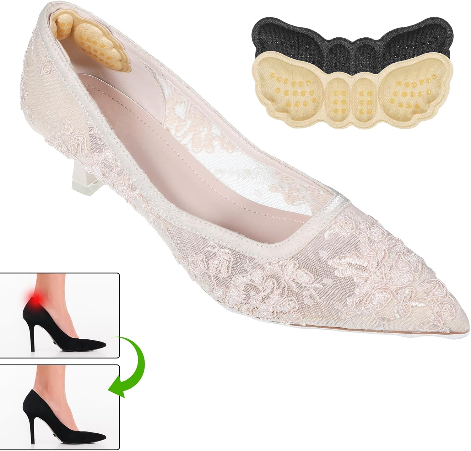 6 Pairs Heel Pads for Shoes, Soft Heel Grips Cushion Comfortable Heels Pads Cushion Protectors Inserts for Men Women Pain Relief, Improved Fit Loose Shoes, Comfort Protectors Black, Beige