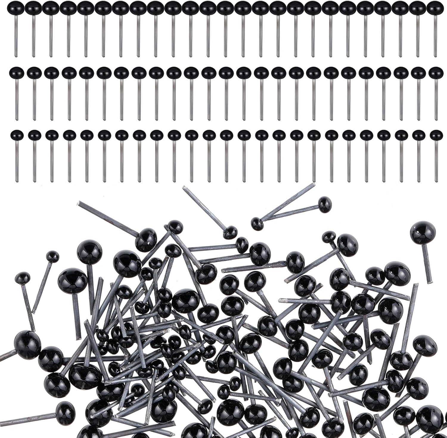 Small Safety Eyes for Crocheting,150PCS Glass Eyes for Crafts 2/3/4mm Black Beans Needle Type Glass Eye Doll Eyeballs Ball Craft Eye for DIY Bear Plush Animal Puppet Needle Felting Dolls Sewing Crafts