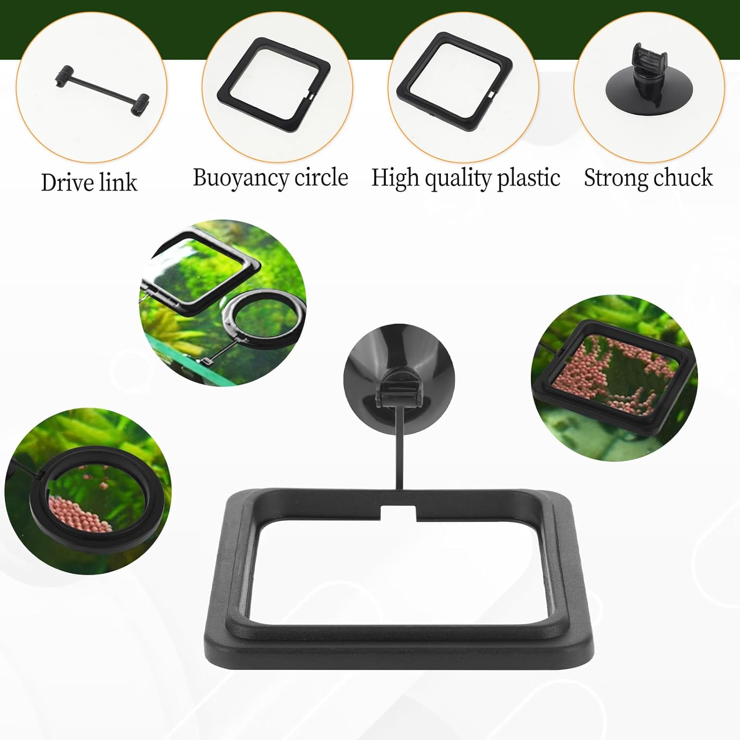 2 PCS Fish Feeding Ring, Aquarium Feeding Ring Automatic Goldfish Tank Feeder Dispenser Auto Live Betta Fish Vacation Feeder Floating Food Accessories for Turtle, Coral, Goldfish Black