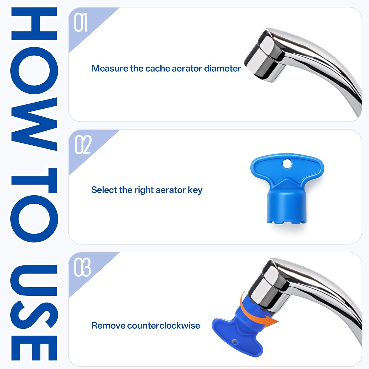 10 Pieces Faucet Aerator Removal Tool, Aerator Wrench Key Set Universal Sink Removal Wrench Tool with 5 Sizes M16.5, M21.5, M22.5, M24 for Bathroom Kitchen Faucet Maintenance