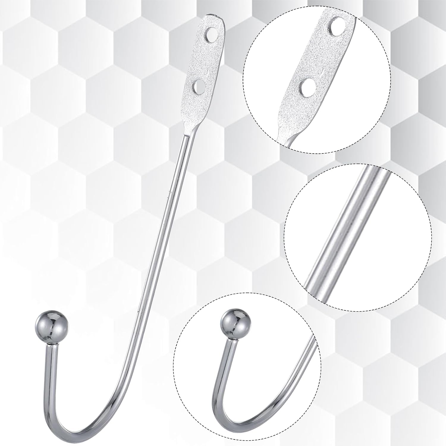 8 Pcs Metal Curtain Holdbacks, Curtain Tiebacks Wall Mounted Curtains Hooks Decorative Drapery Tie Backs Retro Window Hook with Screws for Drapes, Home Decor Silver