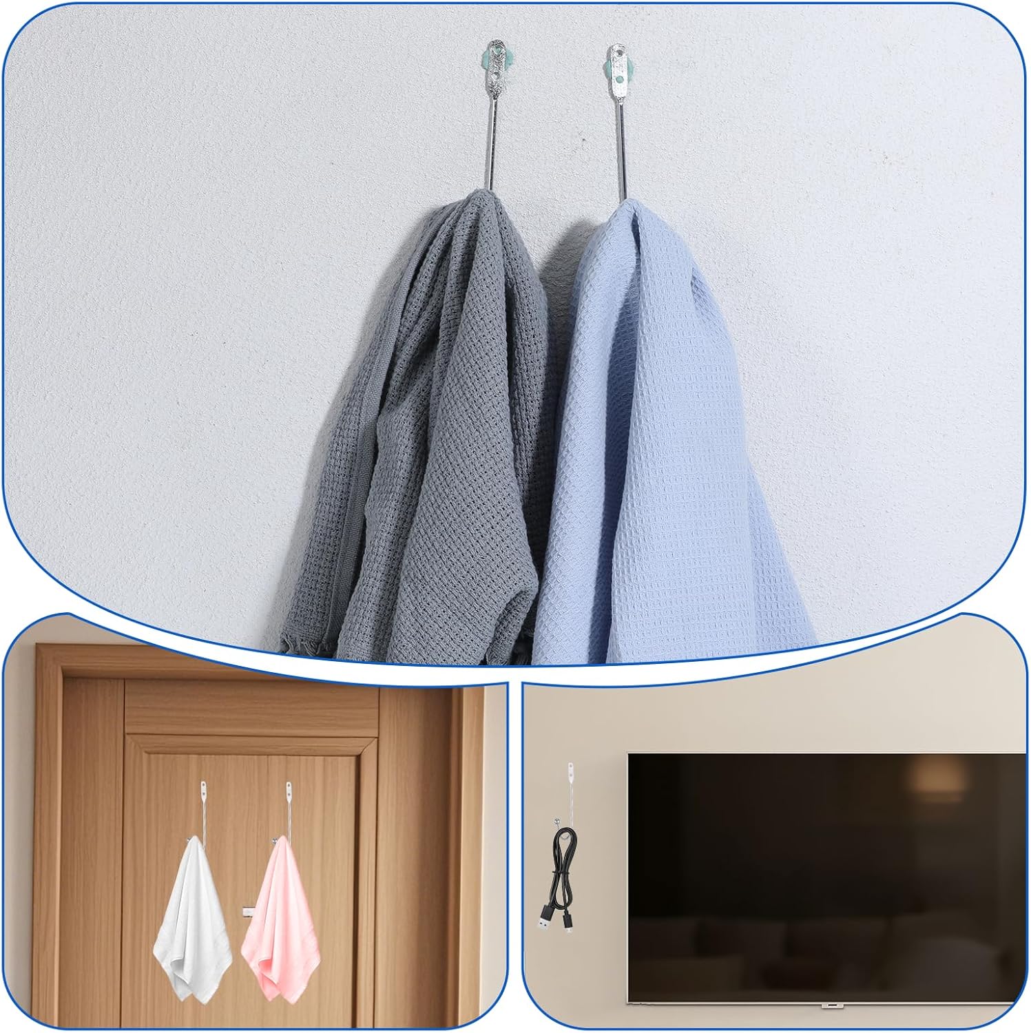 8 Pcs Metal Curtain Holdbacks, Curtain Tiebacks Wall Mounted Curtains Hooks Decorative Drapery Tie Backs Retro Window Hook with Screws for Drapes, Home Decor Silver