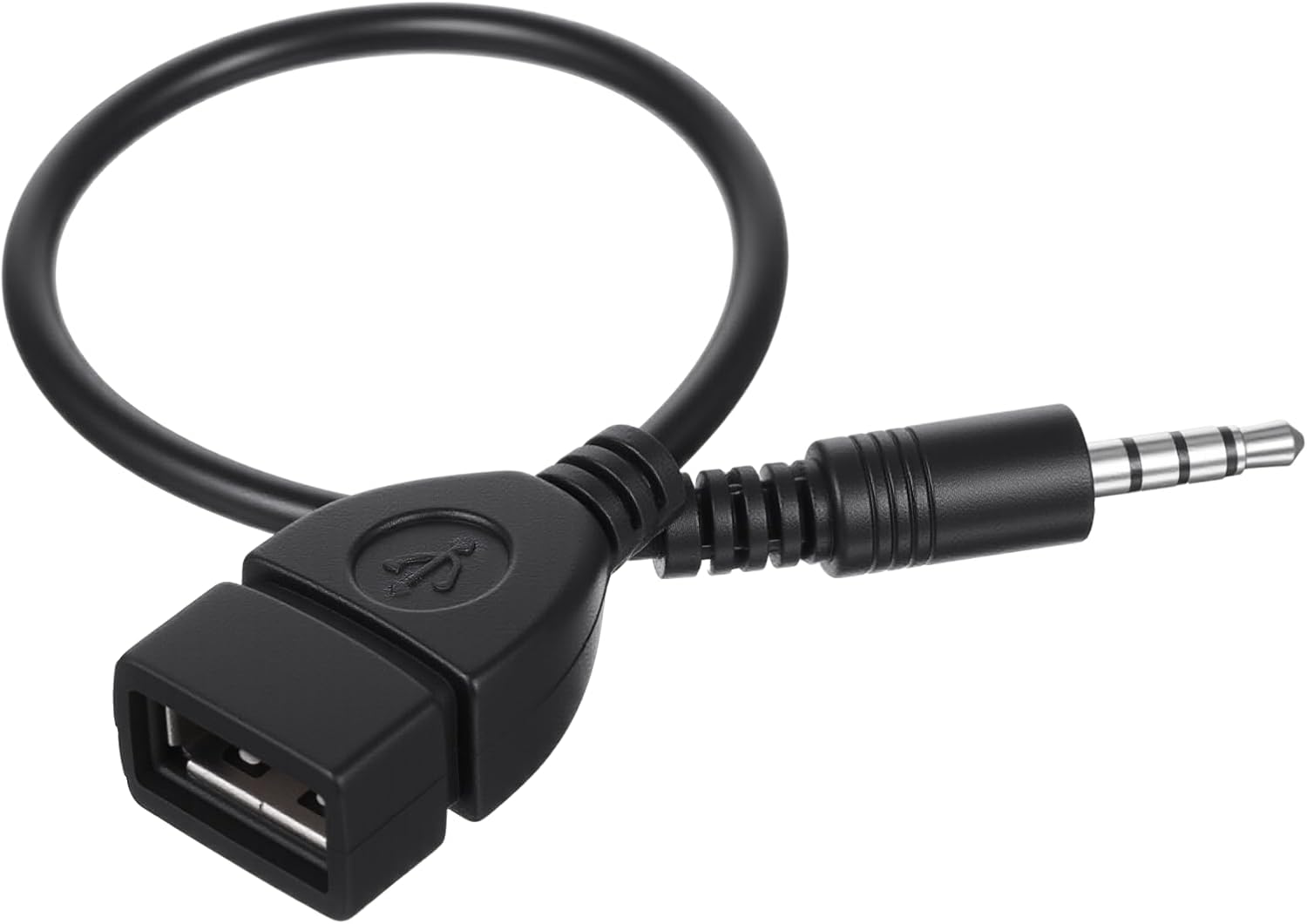 USB to AUX Audio Adapter, 3.5 mm Male AUX Audio Jack Plug to USB 2.0 Female Converter Adapter Cable Cord 9 Inch Length Black OTG Adapters Accessories for Car Playing Music with U-Disk