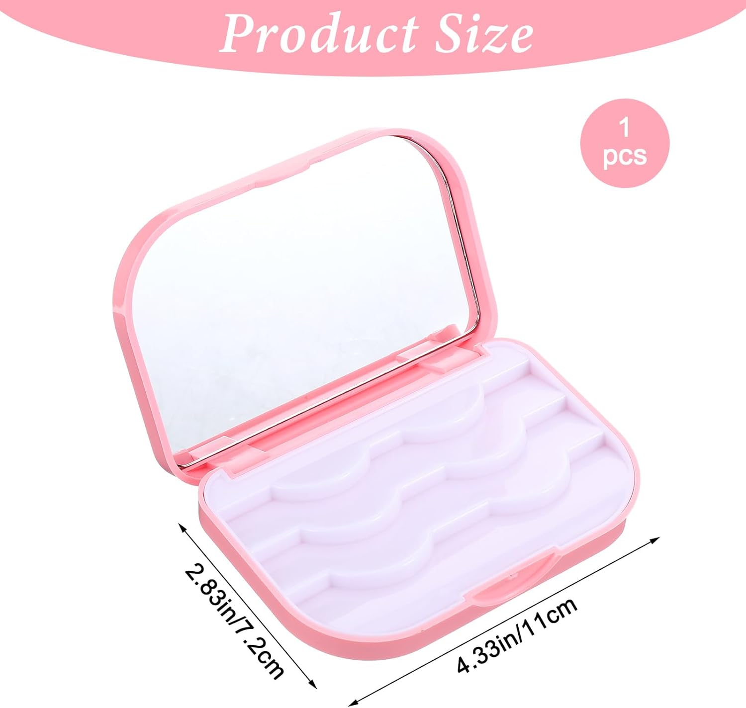 Eyelash Storage Case, 3 Layer Lash Case Makeup Storage Box with Makeup Mirror Empty Travel Cases Cosmetic Organizer Box Fake Eyelash Container Lash Packaging Pink