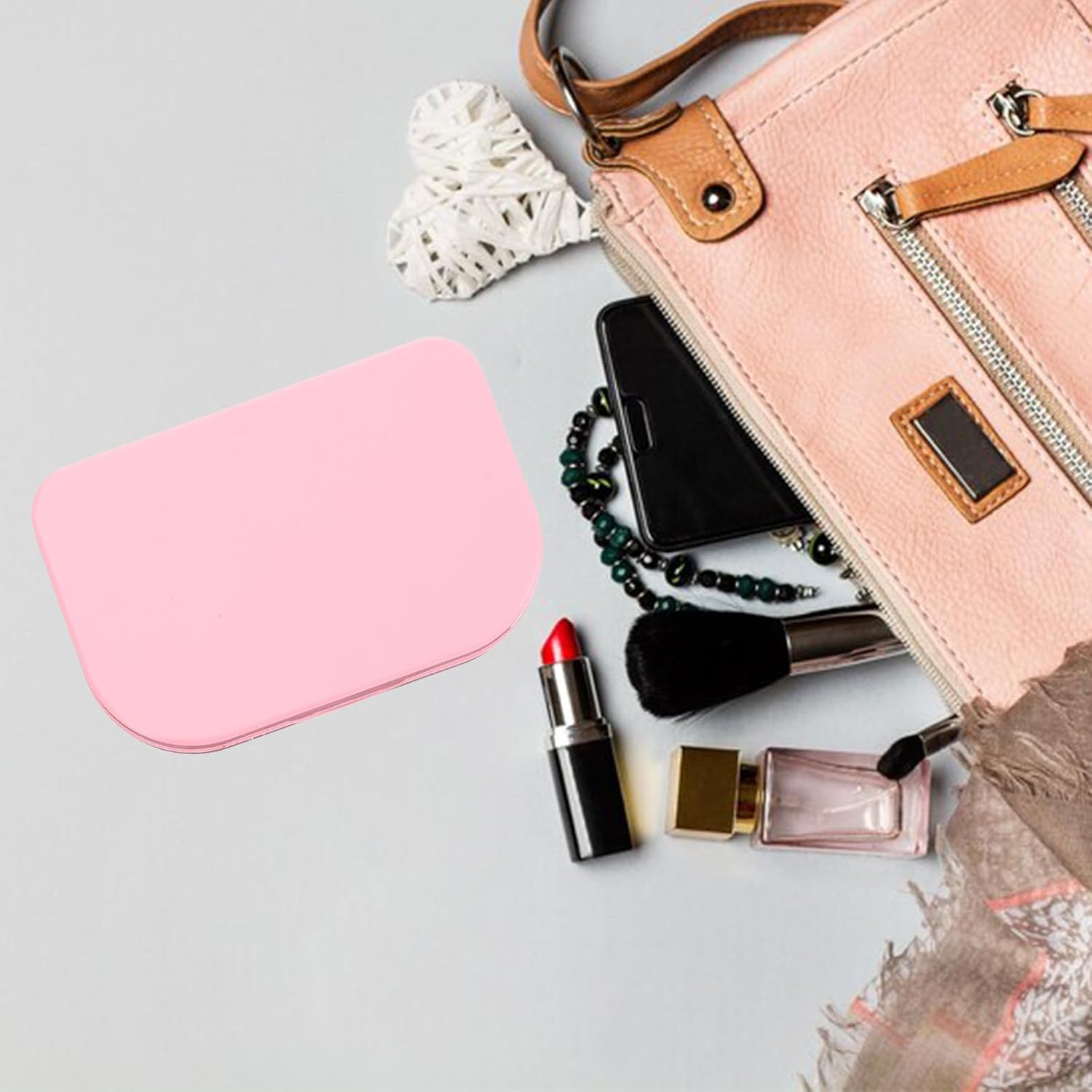 Eyelash Storage Case, 3 Layer Lash Case Makeup Storage Box with Makeup Mirror Empty Travel Cases Cosmetic Organizer Box Fake Eyelash Container Lash Packaging Pink