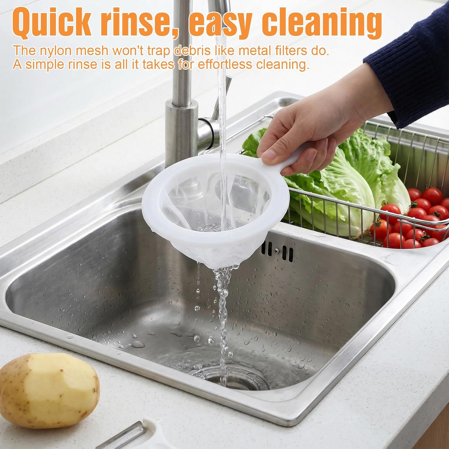2 Pcs Plastic Fine Mesh Strainer, Nylon Ultra-Fine Juice Strainer Fine Mesh Sieve Small Coffee Strainers with Handle Mini Brine Shrimp Separation Net for Nut Milk, Yogurt, Honey, Wine 300/400 Mesh