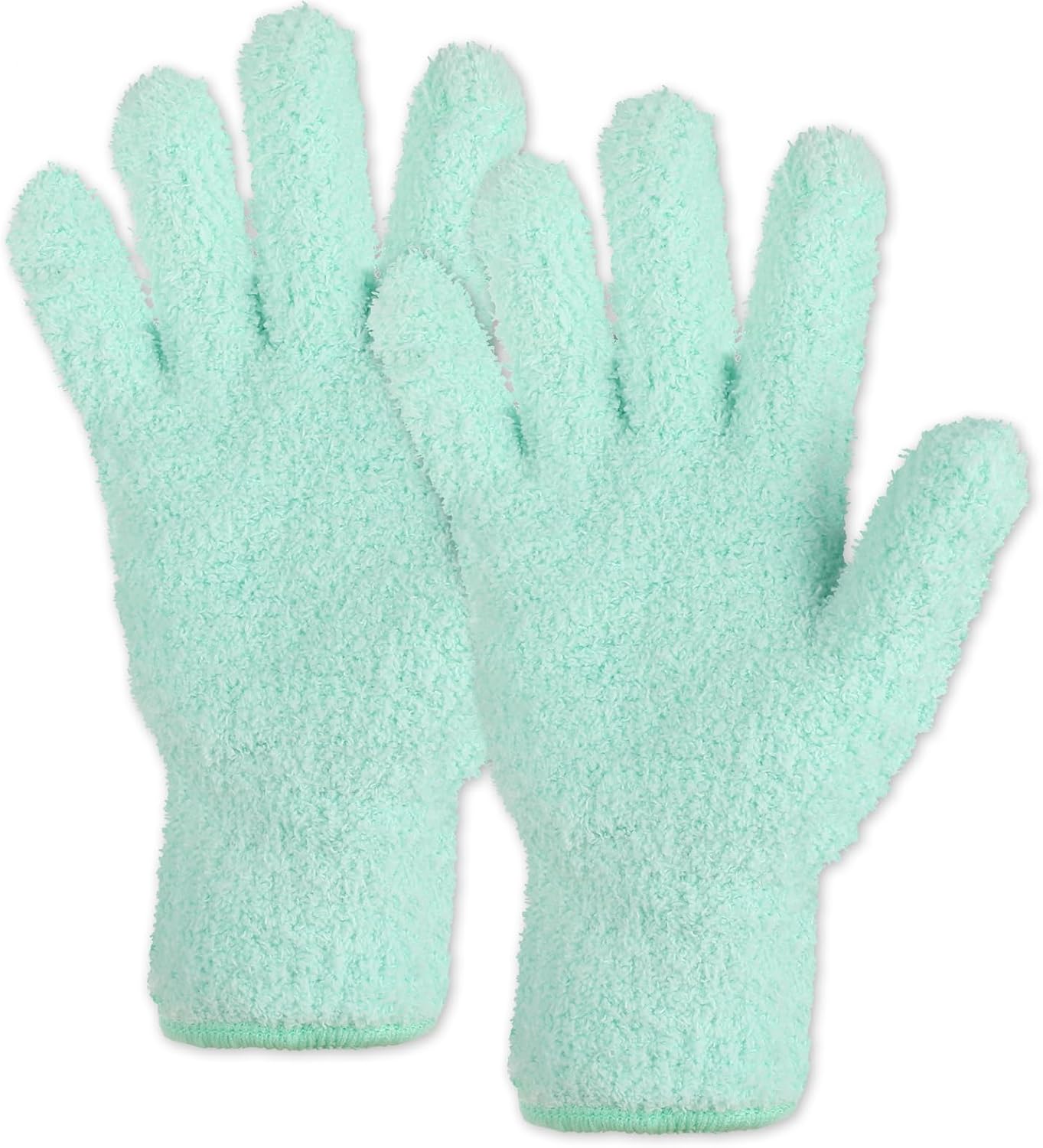 2 PCS Dusting Gloves for House Cleaning, Microfiber Coral Fleece Cleaning Mittens Reusable Washable Household Gloves for Plants Cars Blinds Lamps and Hard to Reach Corners Cyan