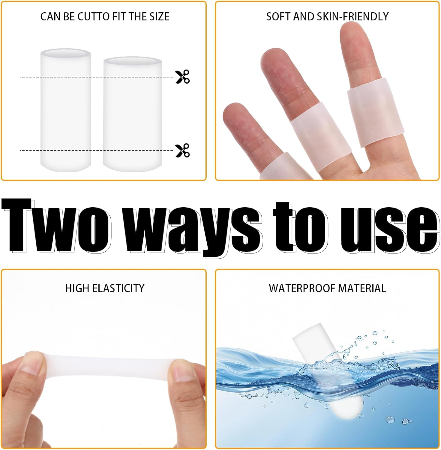 14 Pcs Silicone Finger Protectors, Waterproof Gel Thumb Small Finger Cot Protectors Stall Fingers Covers Shields Provide Relief for Fingers Cracking, Writing, Wounds 2 Size, White