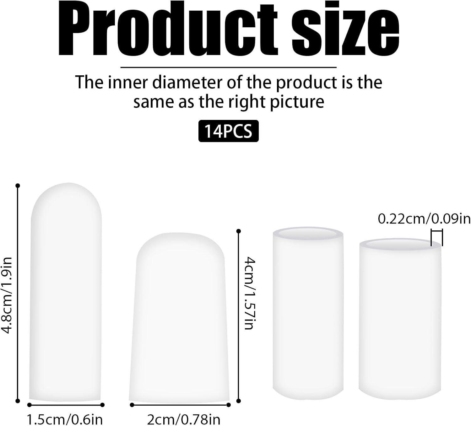 14 Pcs Silicone Finger Protectors, Waterproof Gel Thumb Small Finger Cot Protectors Stall Fingers Covers Shields Provide Relief for Fingers Cracking, Writing, Wounds 2 Size, White