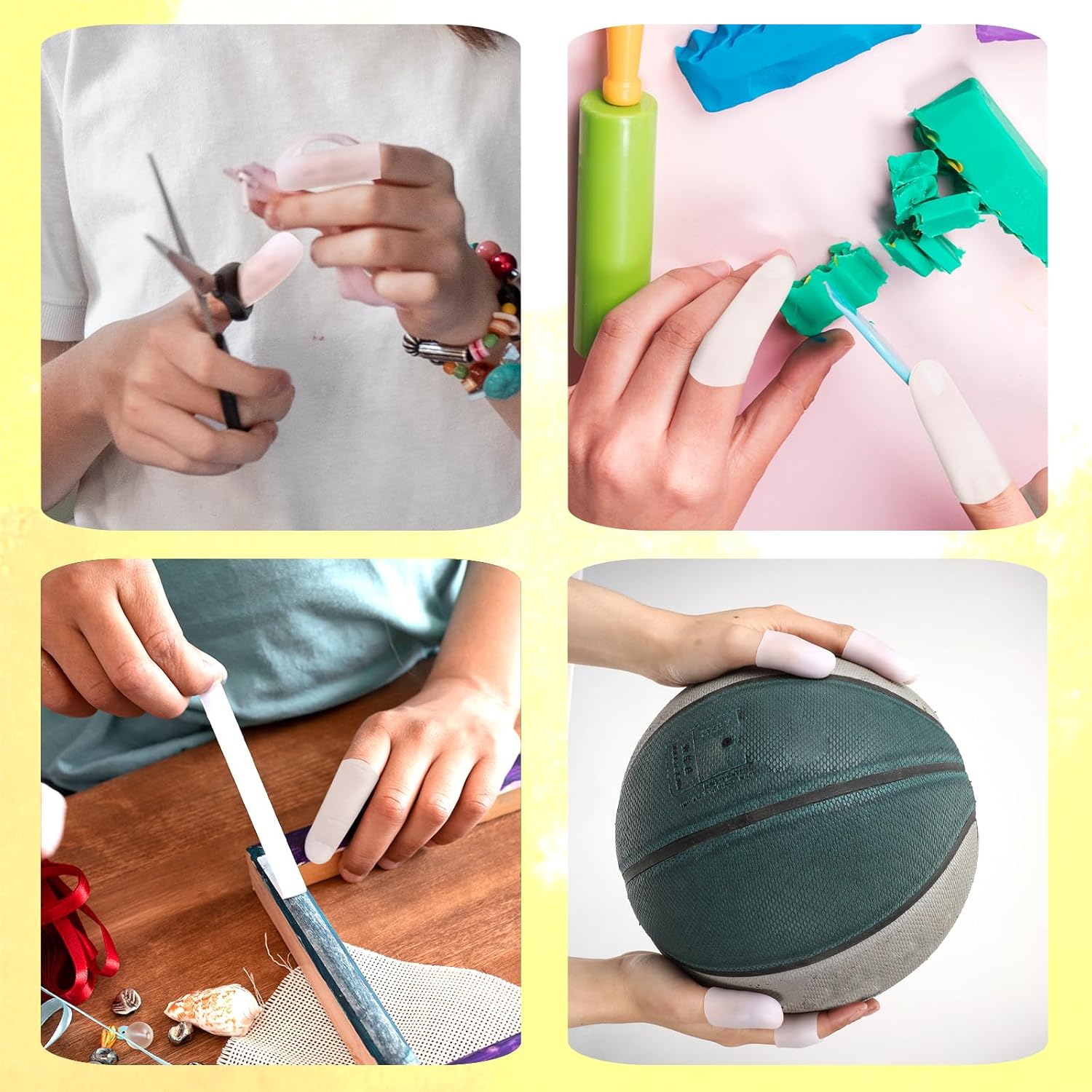 14 Pcs Silicone Finger Protectors, Waterproof Gel Thumb Small Finger Cot Protectors Stall Fingers Covers Shields Provide Relief for Fingers Cracking, Writing, Wounds 2 Size, White