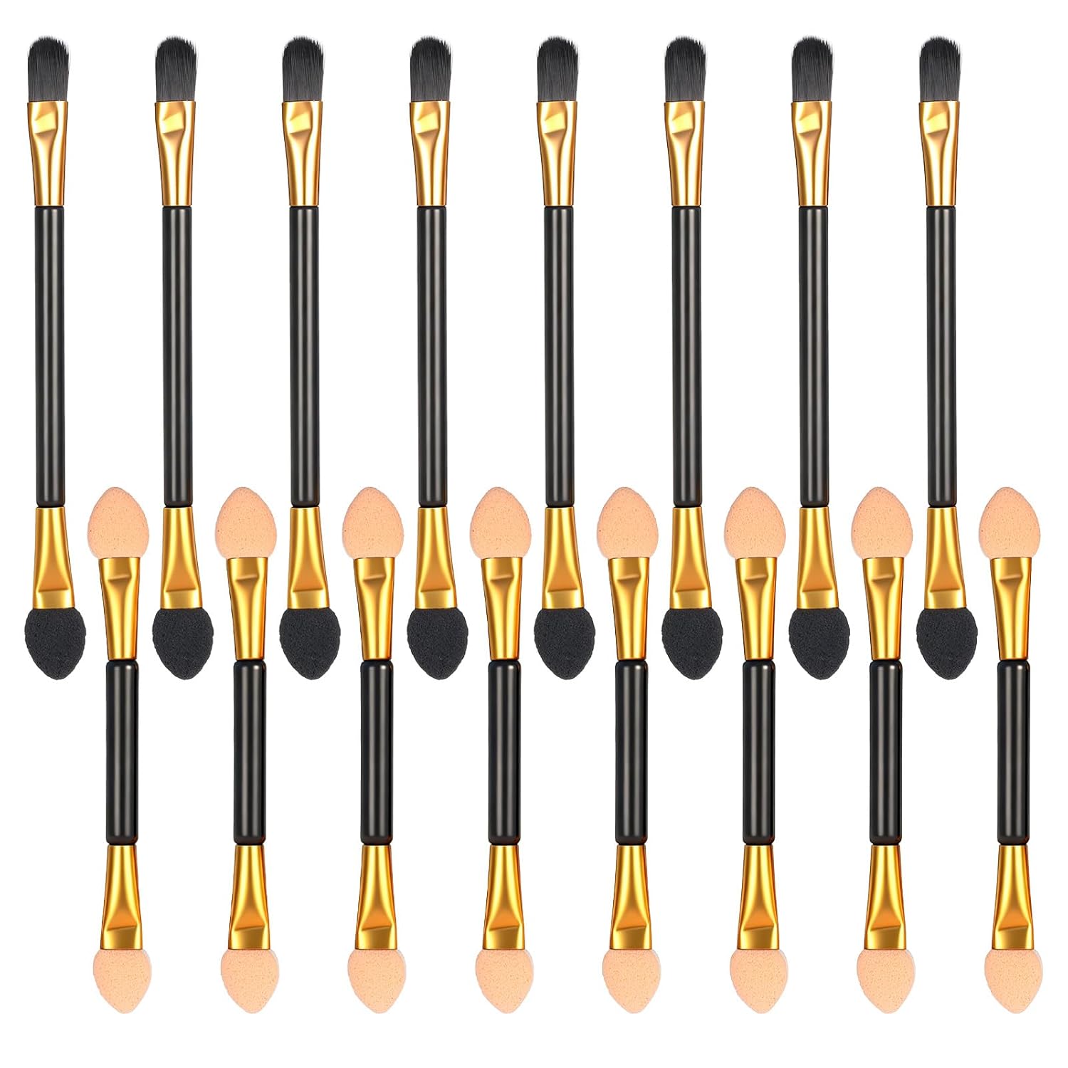 30 Pcs Eyeshadow Applicators Sponge Disposable Dual Sides Eye Shadow Applicators 2 Styles Eye Shadow Applicator Sticks Eyeshadow Brush Makeup Applicator for Women Cosmetic Tool Black Gold